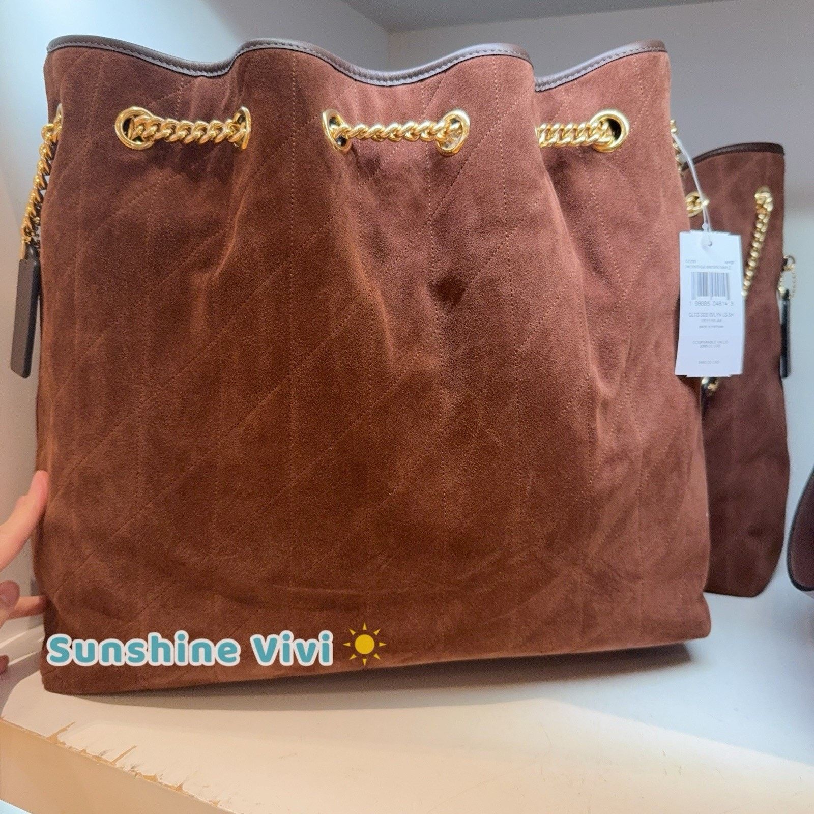 Coach NWT Coach Evelyn Large Bag CCZ83 Suede Vintage Brown Size ONE SIZE - 7 Thumbnail