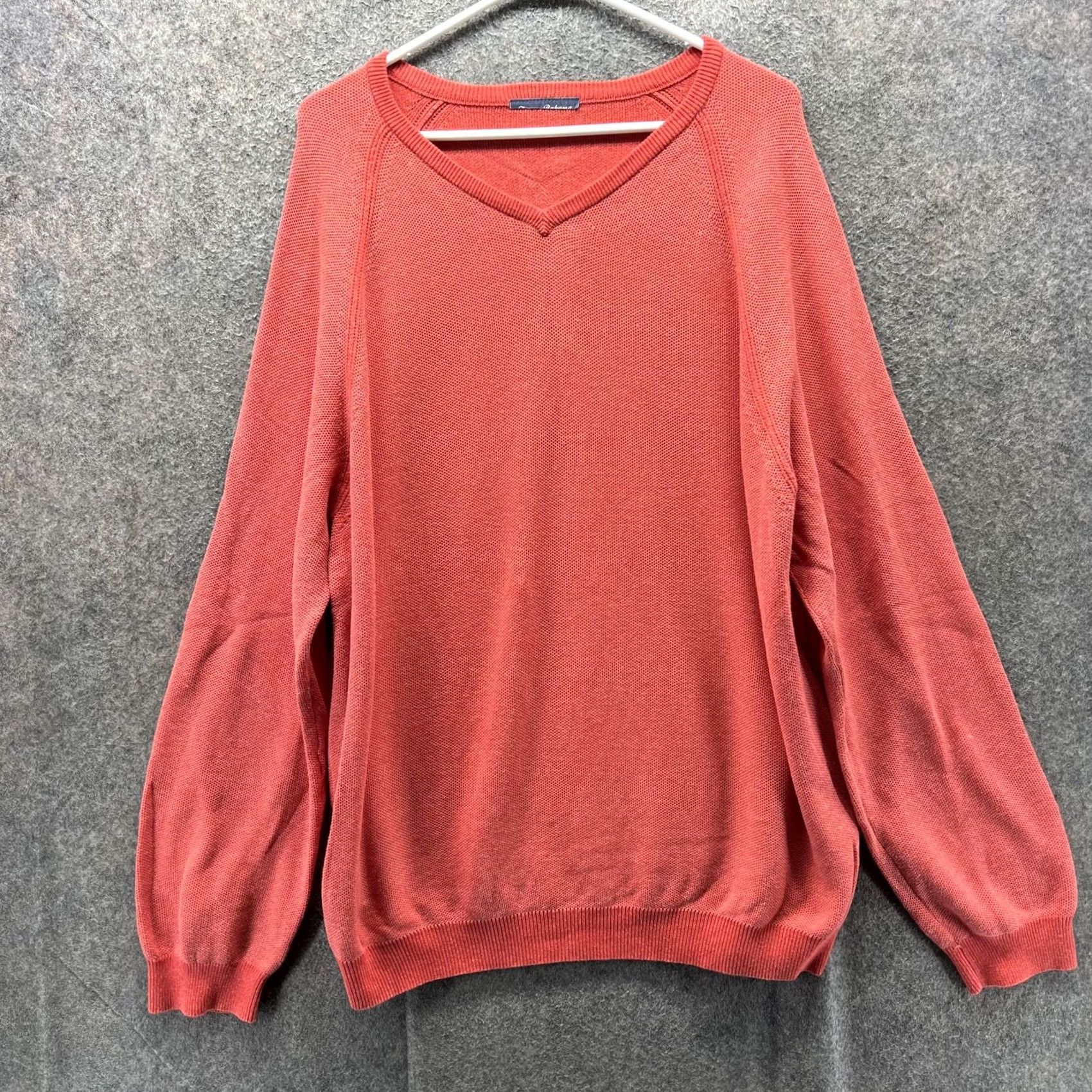 Tommy Bahama Tommy Bahama Sweater Mens XL Orange Pima Cotton V-Neck Waffle-Knit Pullover Size US XL / EU 56 / 4 - 2 Thumbnail