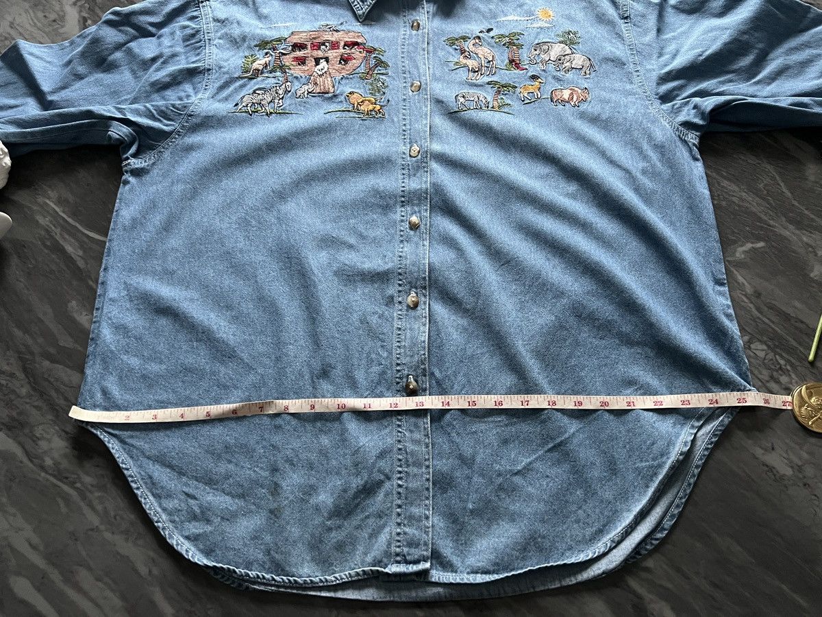 Vintage Quizz Newyork : Embroidered Animal Zoo Denim Shirt Size XXL / US 16-18 / IT 52-54 - 11 Thumbnail