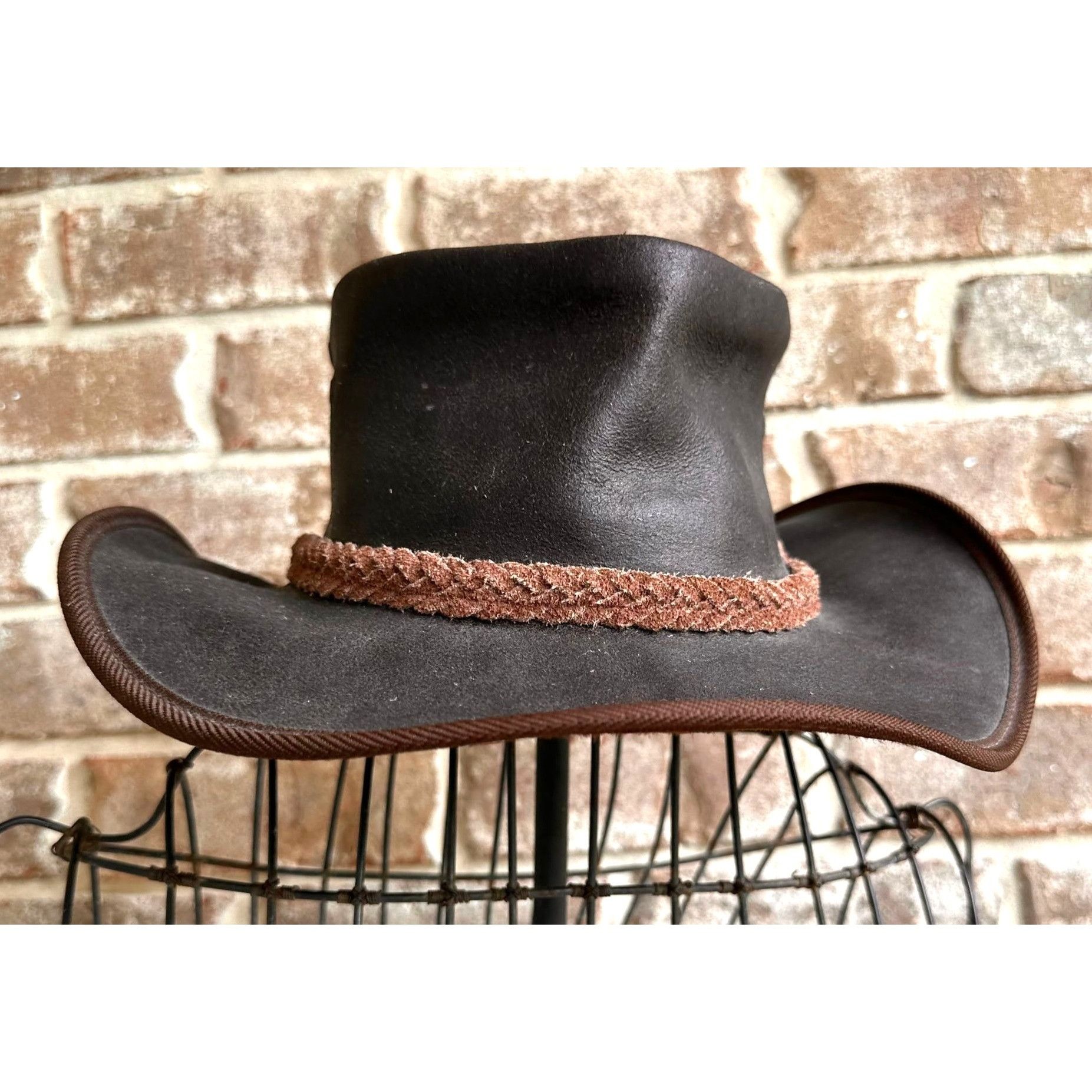 Vintage Vintage Australian Geographic Leather Hat Large 59 Brown Au Size ONE SIZE - 2 Thumbnail