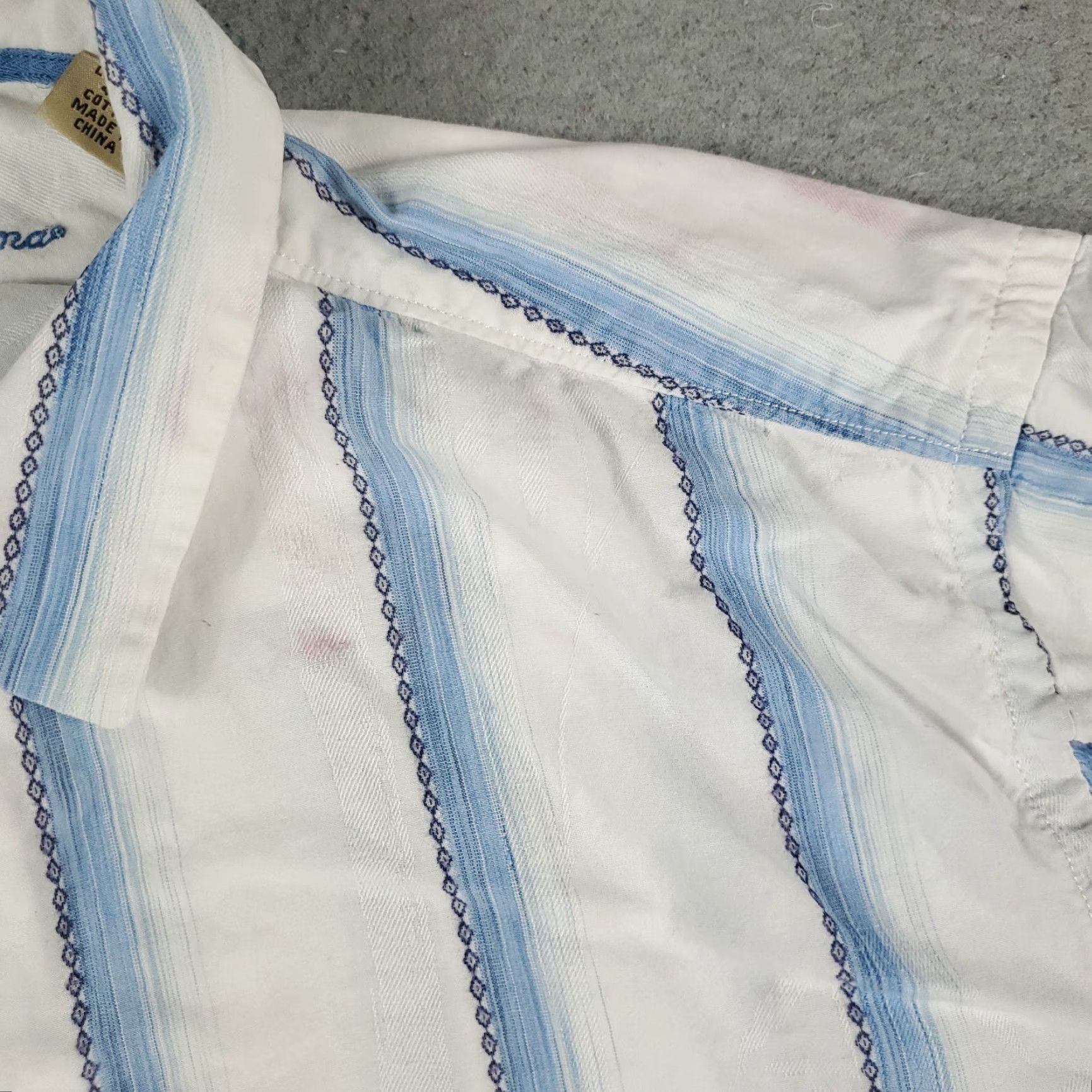 Tommy Bahama Tommy Bahama Shirt Mens XL Blue Striped Button-Up Long Sleeve Cotton Blend Stained Size US XL / EU 56 / 4 - 4 Thumbnail
