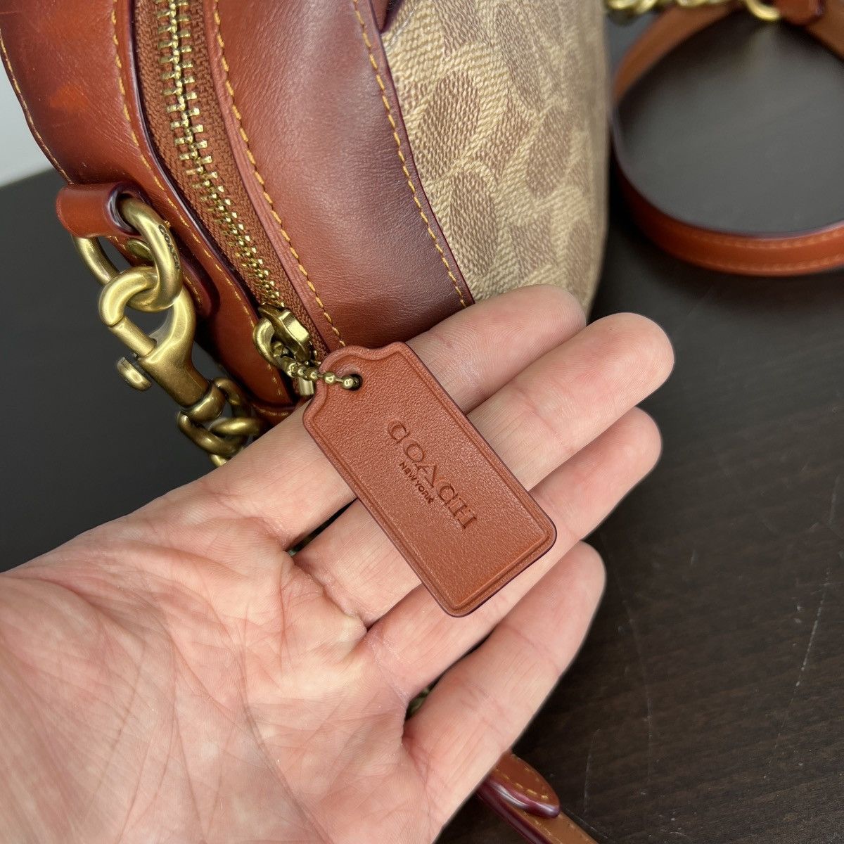 Coach × Designer Coach Mini Crossbody Bag Leather Monogram Brown Beige Size ONE SIZE - 11 Thumbnail
