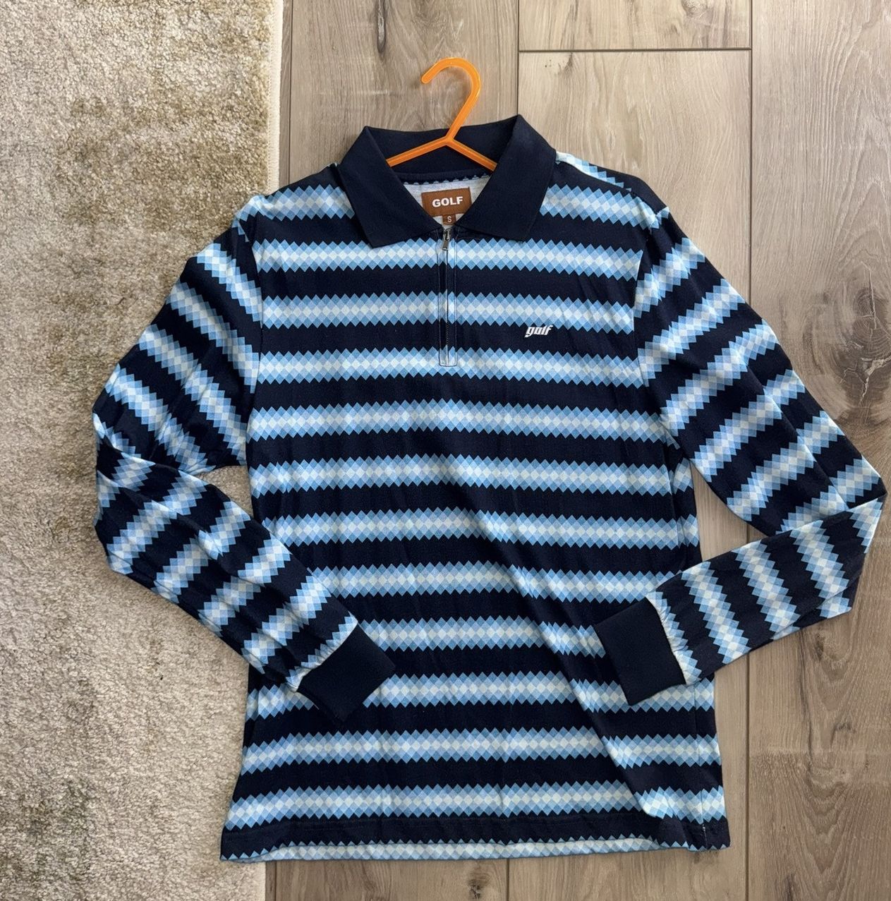Golf Wang GOLF WANG F/W 18 PIXEL Blue Stripe Long Sleeve Polo Size US S / EU 44-46 / 1 - 1 Thumbnail
