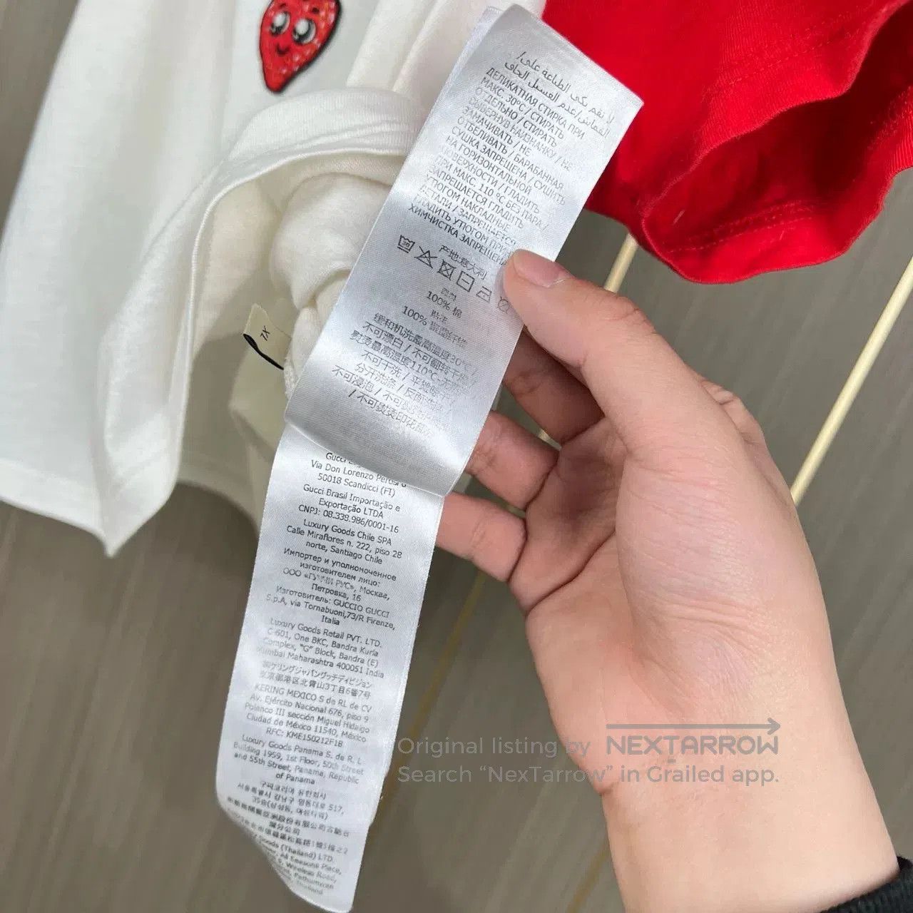 Gucci Gucci Embroidered Strawberry Letter Print Tee. Size XL / US 12-14 / IT 48-50 - 4 Thumbnail