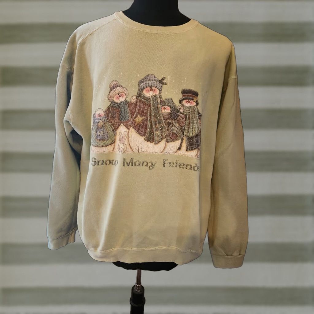 Vintage VINTAGE Pigment 90s Green Sweatshirt Crew Neck 2XL Men Pullover Graphic Print Heavyweight Cotton Polyester MEXICO Styled Many Friends Size US XXL / EU 58 / 5 - 1 Thumbnail