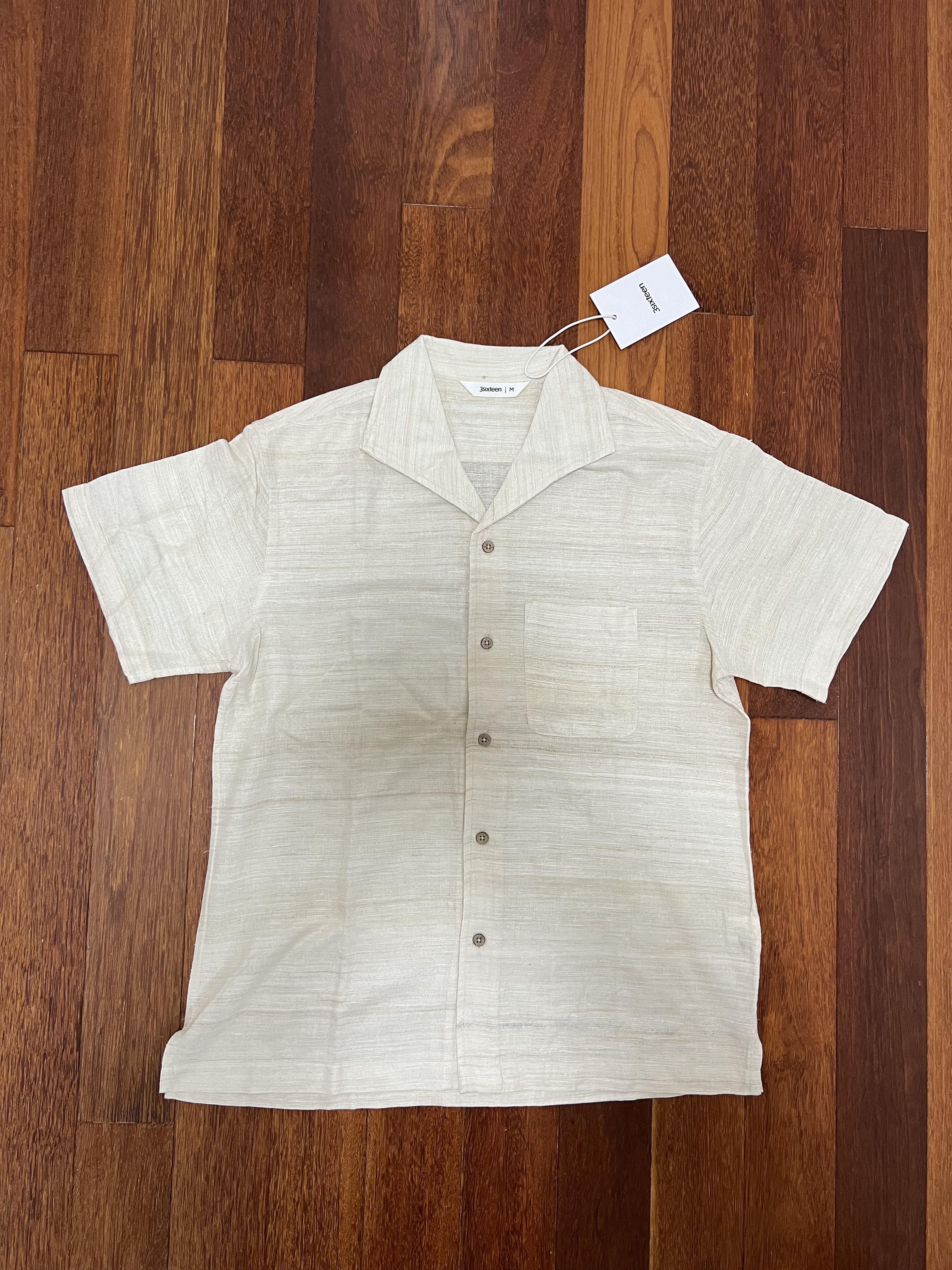 3sixteen 💚 3sixteen Leisure Shirt Ivory Handloom Silk Medium NEW Size US M / EU 48-50 / 2 - 6 Thumbnail