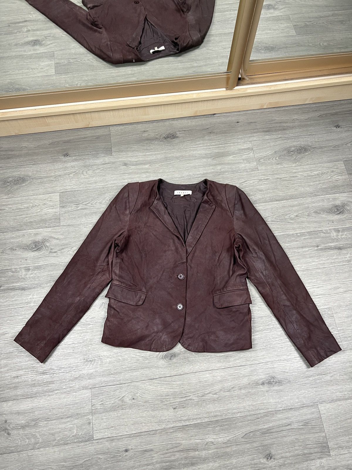 Sandro Sandro Paris Vintage Brown Leather Blazer Women’s Size 2 (M) Size M / US 6-8 / IT 42-44 - 1 Thumbnail