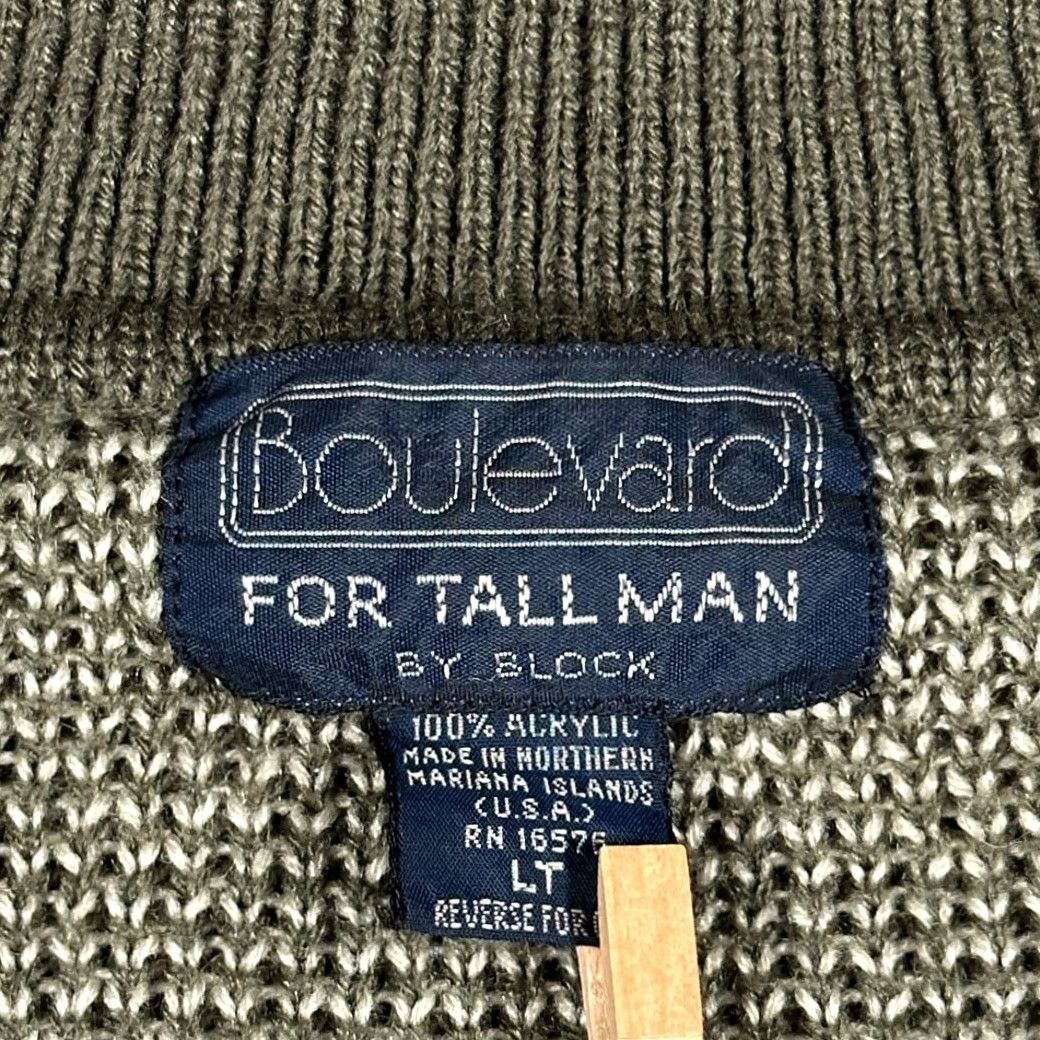 Vintage VINTAGE Boulevard Gray Geometric Knit Polo Cardigan Shirt Adult LARGE TALL USA Made 80s Geometric Abstract Pattern Mens Pullover Knit Sweater Size US L / EU 52-54 / 3 - 5 Thumbnail