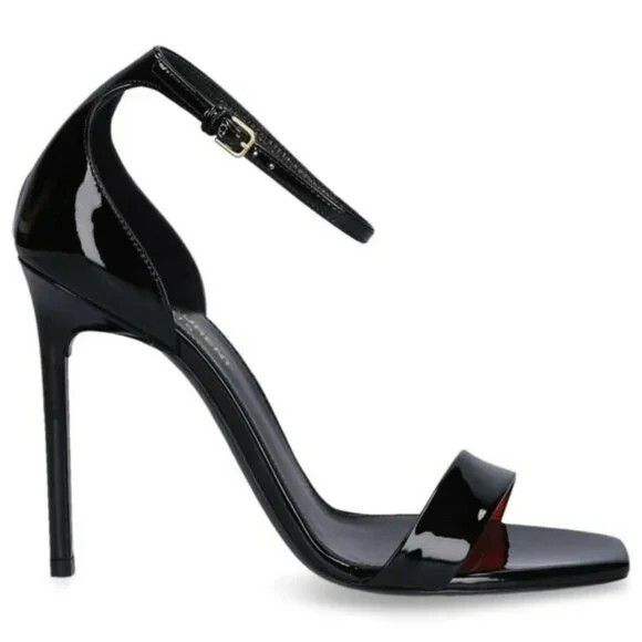 Saint Laurent Paris Saint Laurent Amber Black Patent Leather Sandals Size US 7.5 / IT 37.5 - 1 Thumbnail