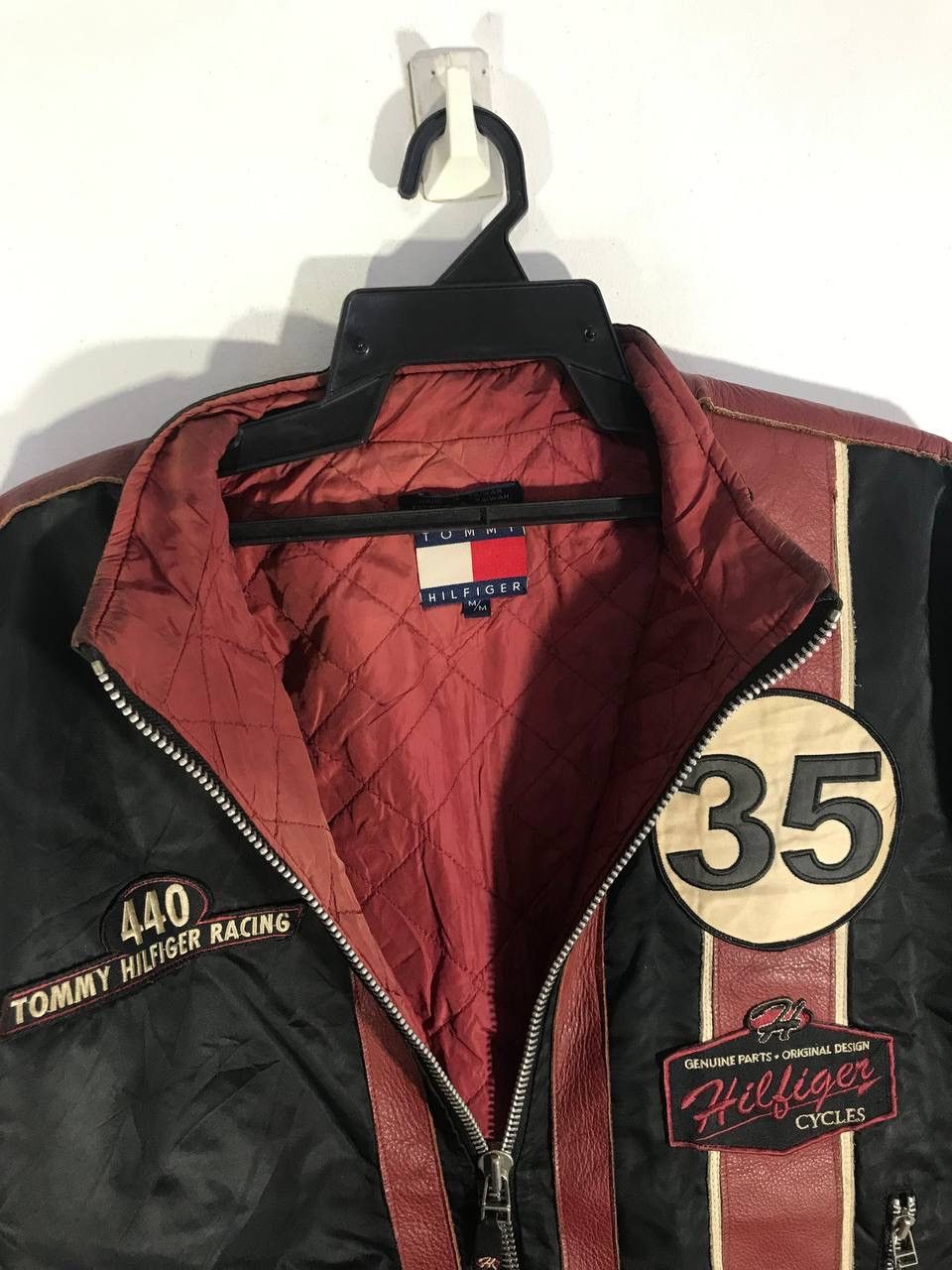Tommy Hilfiger Vintage tommy hilfiger motorcycle leather jacket racing 35 Size US M / EU 48-50 / 2 - 16 Thumbnail