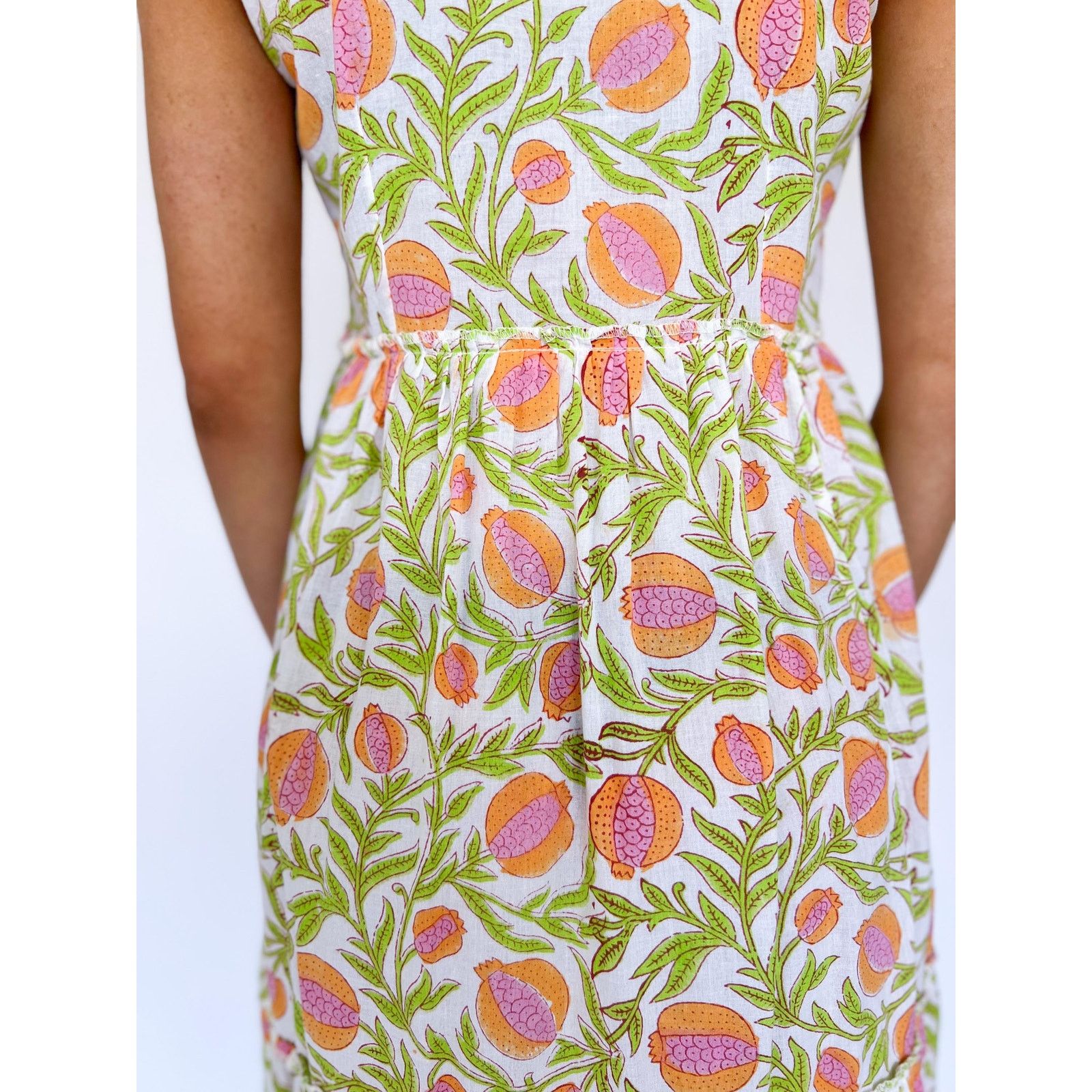 Vintage VTG 70s Boho Prairie Maxi Sleeveless Cotton Pomegranate Size M / US 6-8 / IT 42-44 - 2 Thumbnail