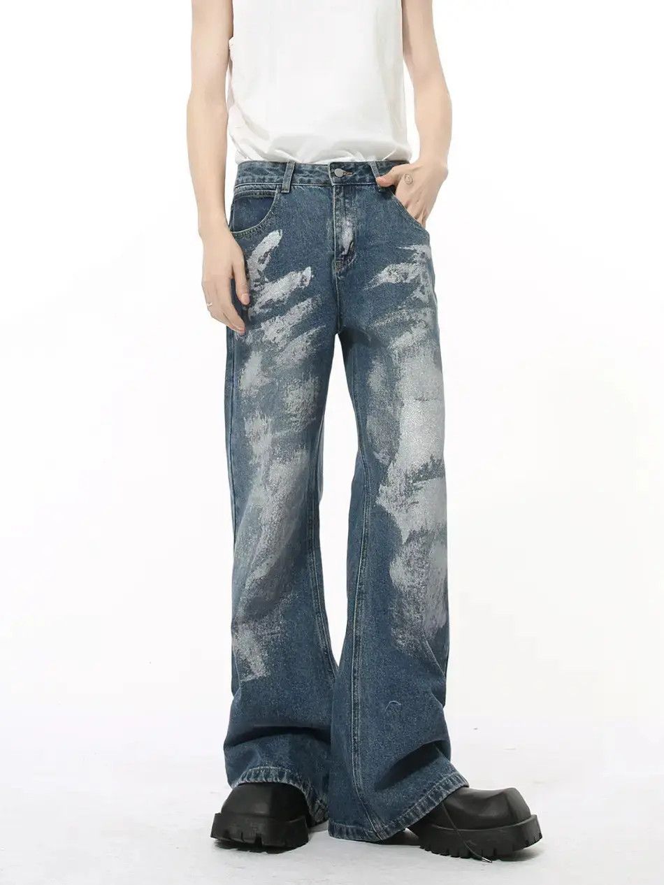 Japanese Brand Retro loose straight leg casual painted jeans Size US 32 / EU 48 - 4 Thumbnail