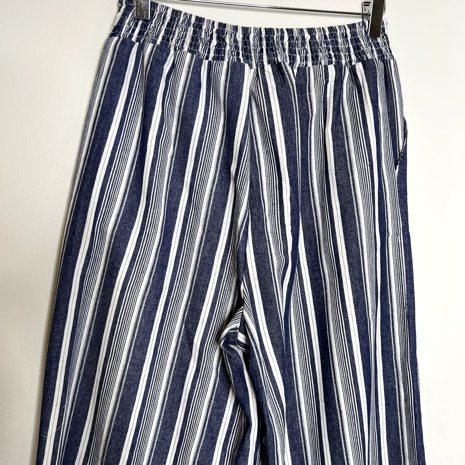 Other Blue Striped Wide Leg Tie Pants Size 27" / US 4 / IT 40 - 4 Thumbnail