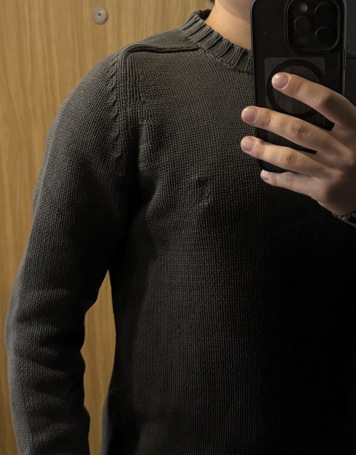 Yves Saint Laurent Heavy YSL Sweater Knit Dark Grey Thick Size US M / EU 48-50 / 2 - 16 Thumbnail