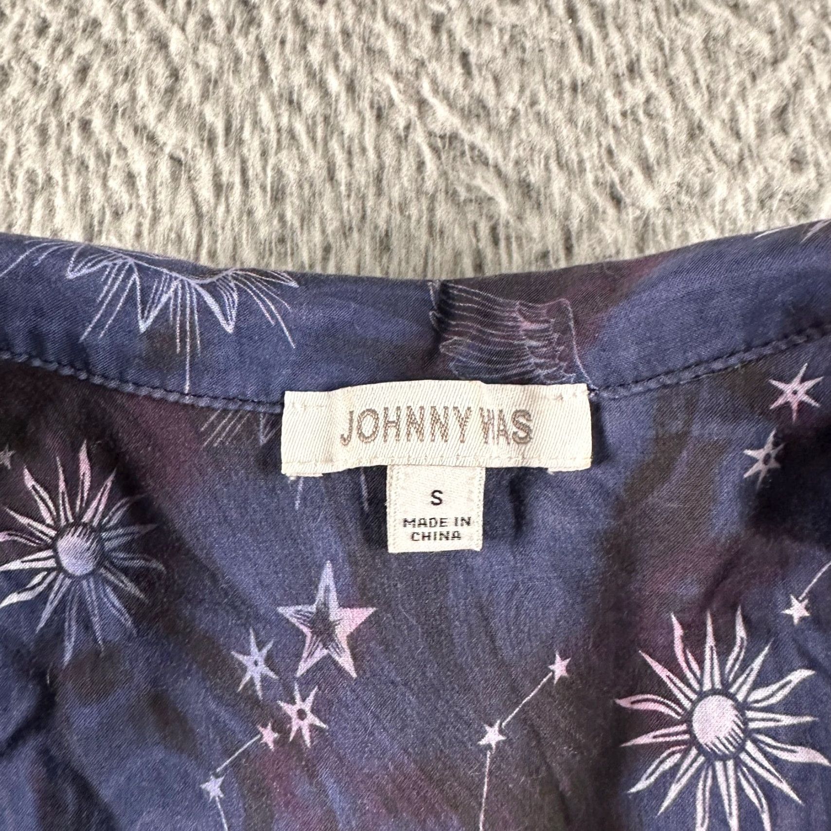 Johnny Was Johnny Was Bejewel Sleep Pajama Shirt Womens S Navy Button Front Long Sleeve Shirt All Season Womens S Blue Stars Graphic Print Cotton Vintage No Size S / US 4 / IT 40 - 3 Thumbnail