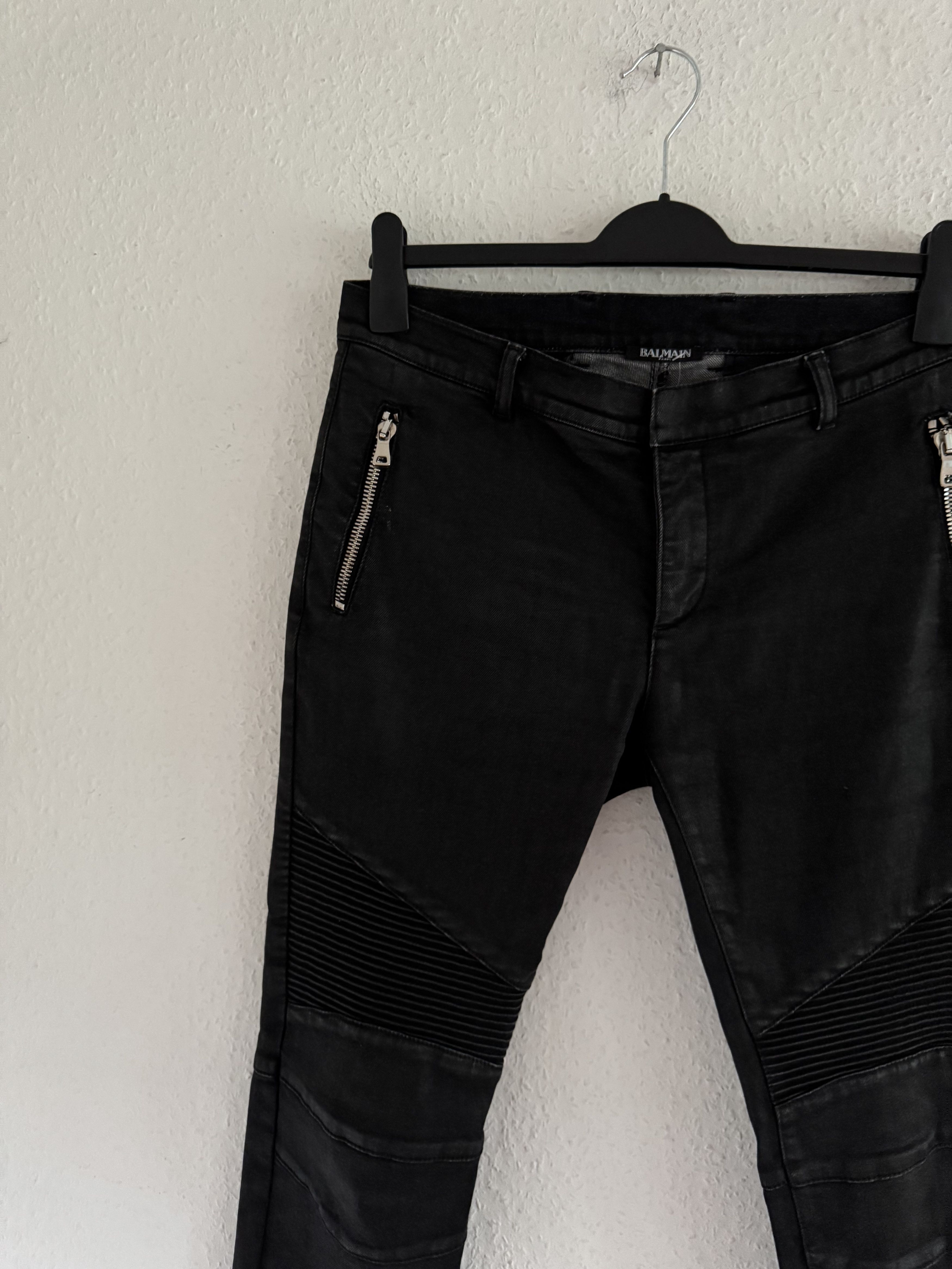 Balmain Waxed Biker Denim Jeans Size US 31 - 6 Thumbnail