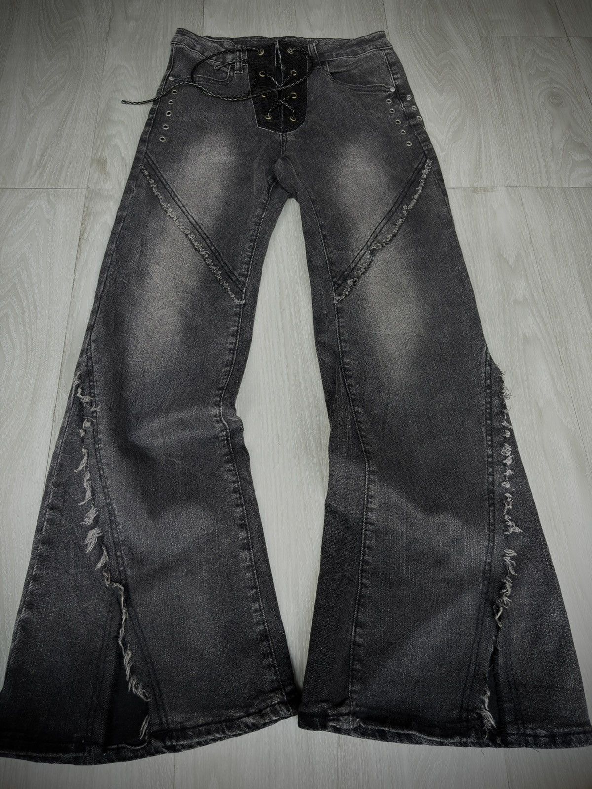 Japanese Brand VERTGARMENTS lace-up flare jeans | Grailed