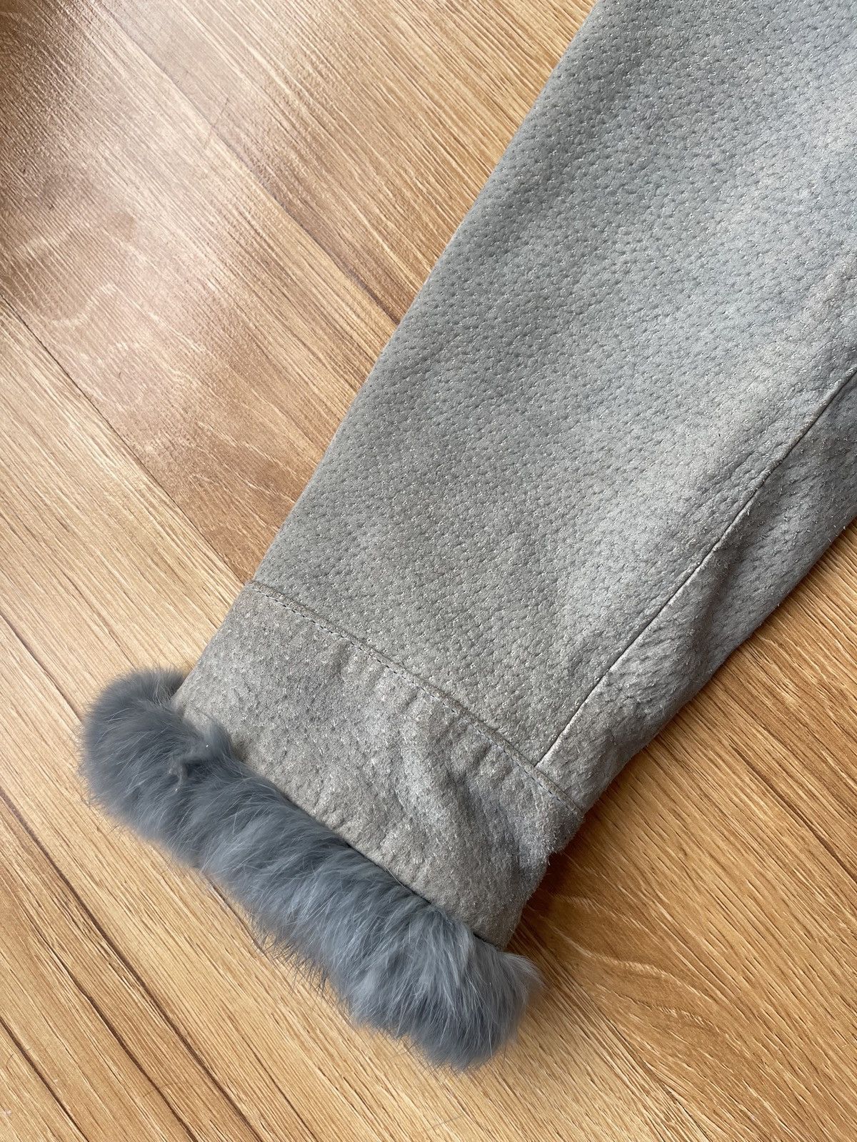 Vintage REAL RABBIT FUR Archive Baby Blue Suede Leather Jacket Y2K Size S / US 4 / IT 40 - 15 Thumbnail