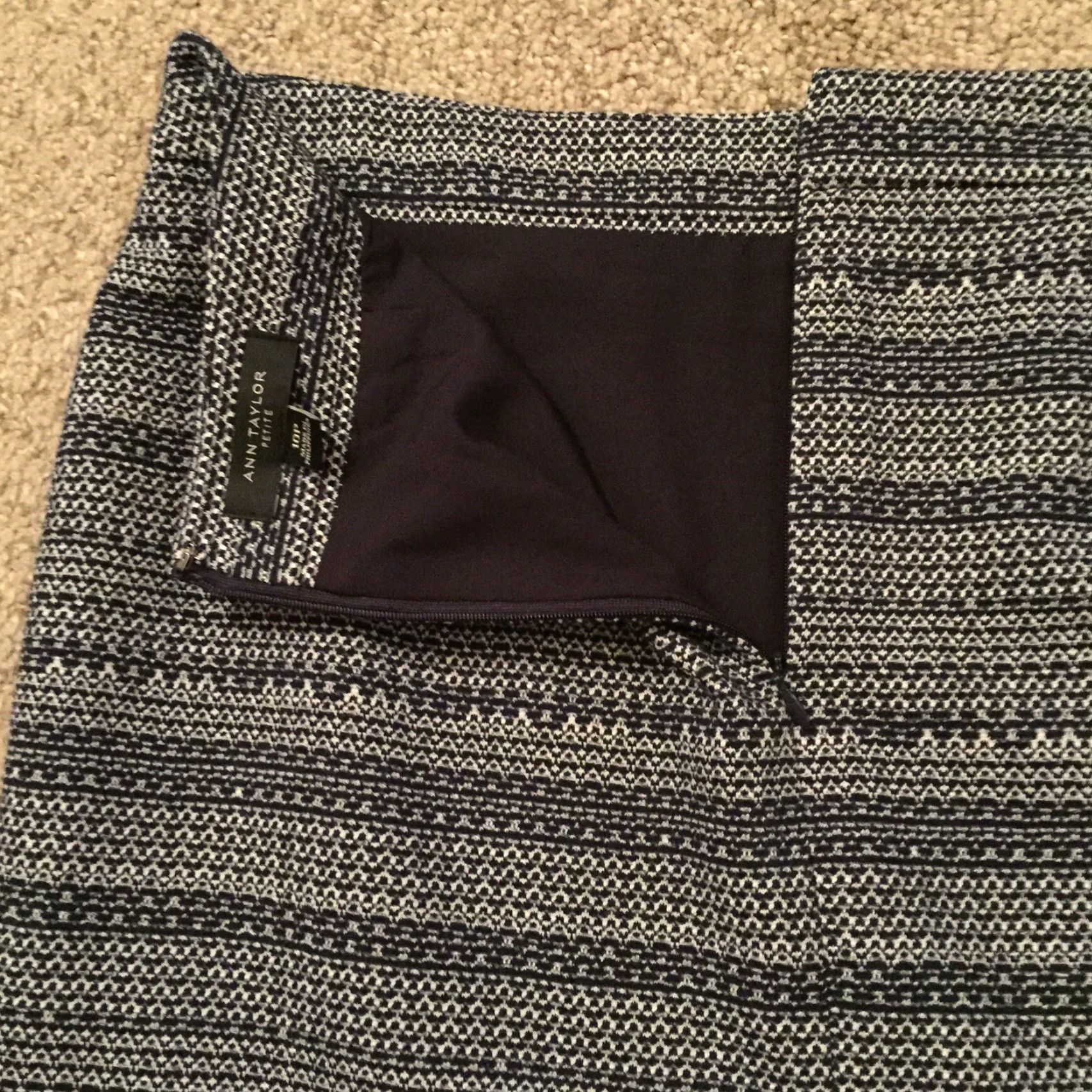 Ann Taylor Ann Taylor Skirt Petite 10P Blue Striped Knee Length Lined Slit Pencil Zipper Cotton Blend Women Vintage: No Size 32" / US 10 / IT 46 - 7 Thumbnail