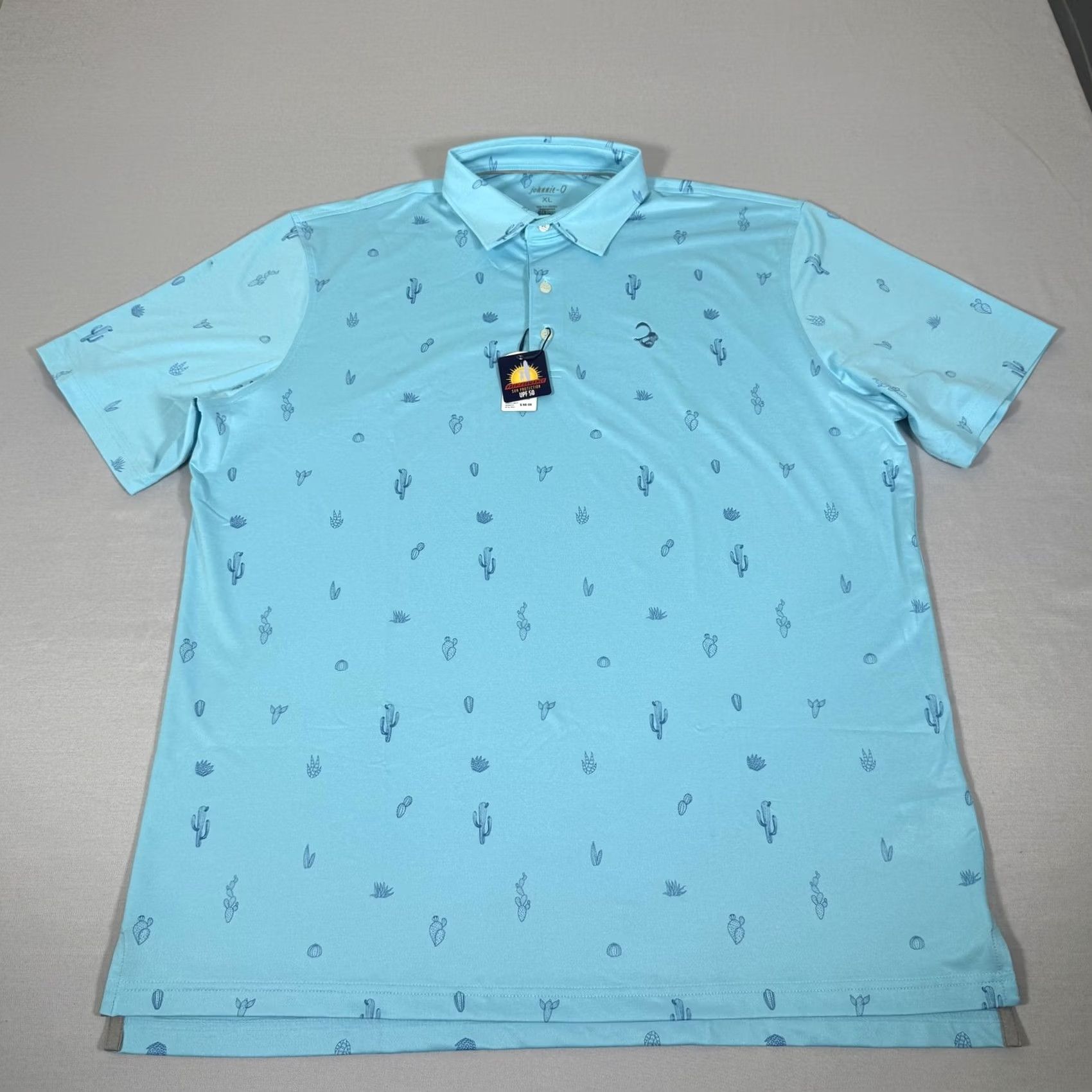 johnnie-O johnnie-O Polo Shirt Men XL Blue Prep-Formance Cactus Desert UPF 50 Golf Polo Short Sleeve Graphic Print Authentic Size US XL / EU 56 / 4 - 2 Thumbnail