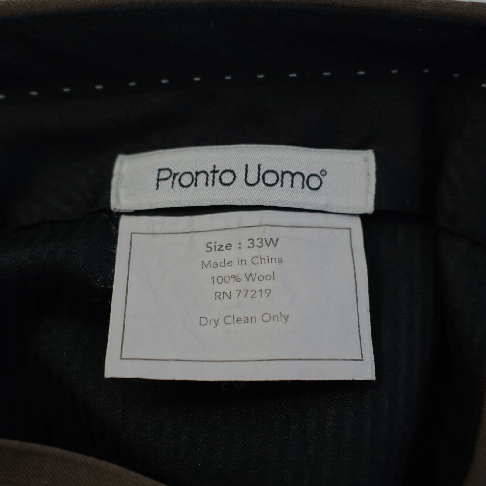 Pronto Uomo DAMAGED Pronto Uomo Brown Wool Brown Flat Front Mid Rise Dre Size 34R - 4 Thumbnail