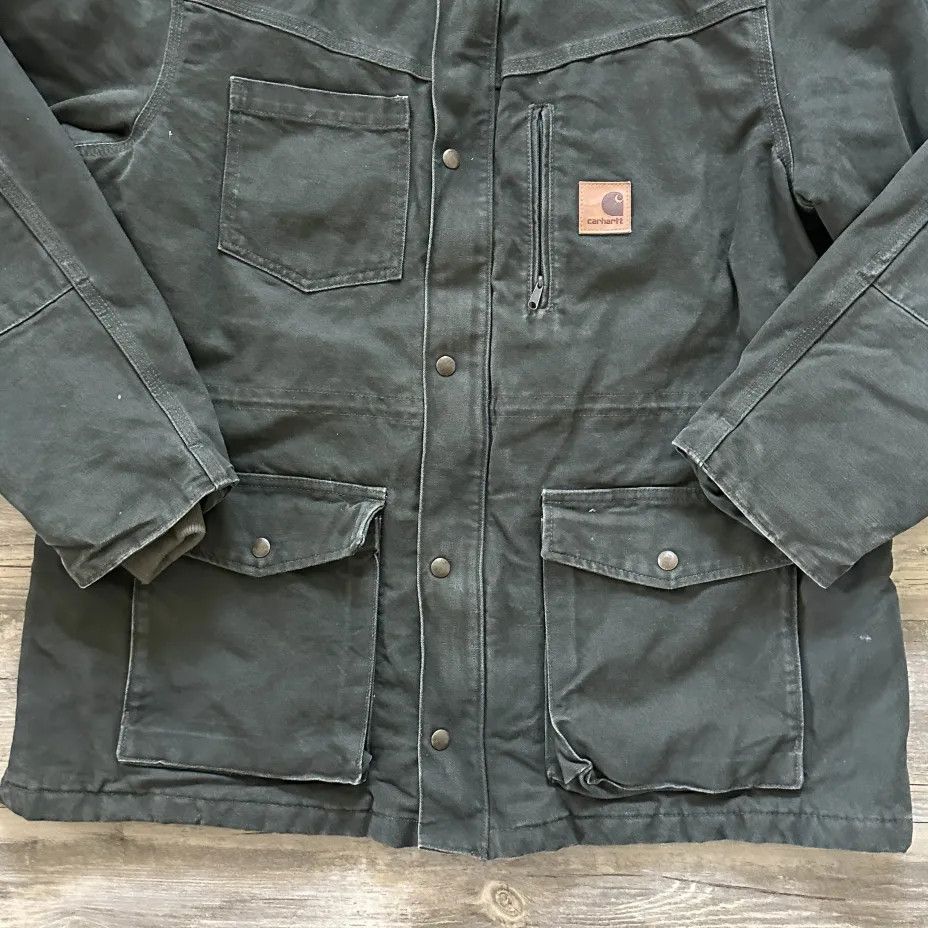 Carhartt Vintage Carhartt 100110316 Olive Green Chore Barn Coat Size US L / EU 52-54 / 3 - 2 Thumbnail