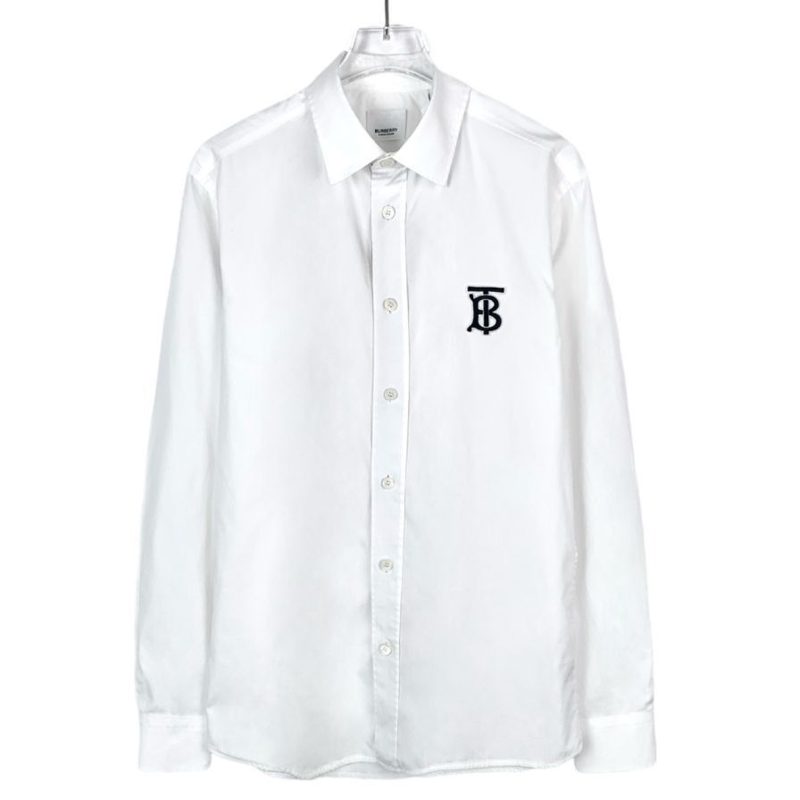 [Burberry] Embroidered Logo Lettering Notched Lapel White Co