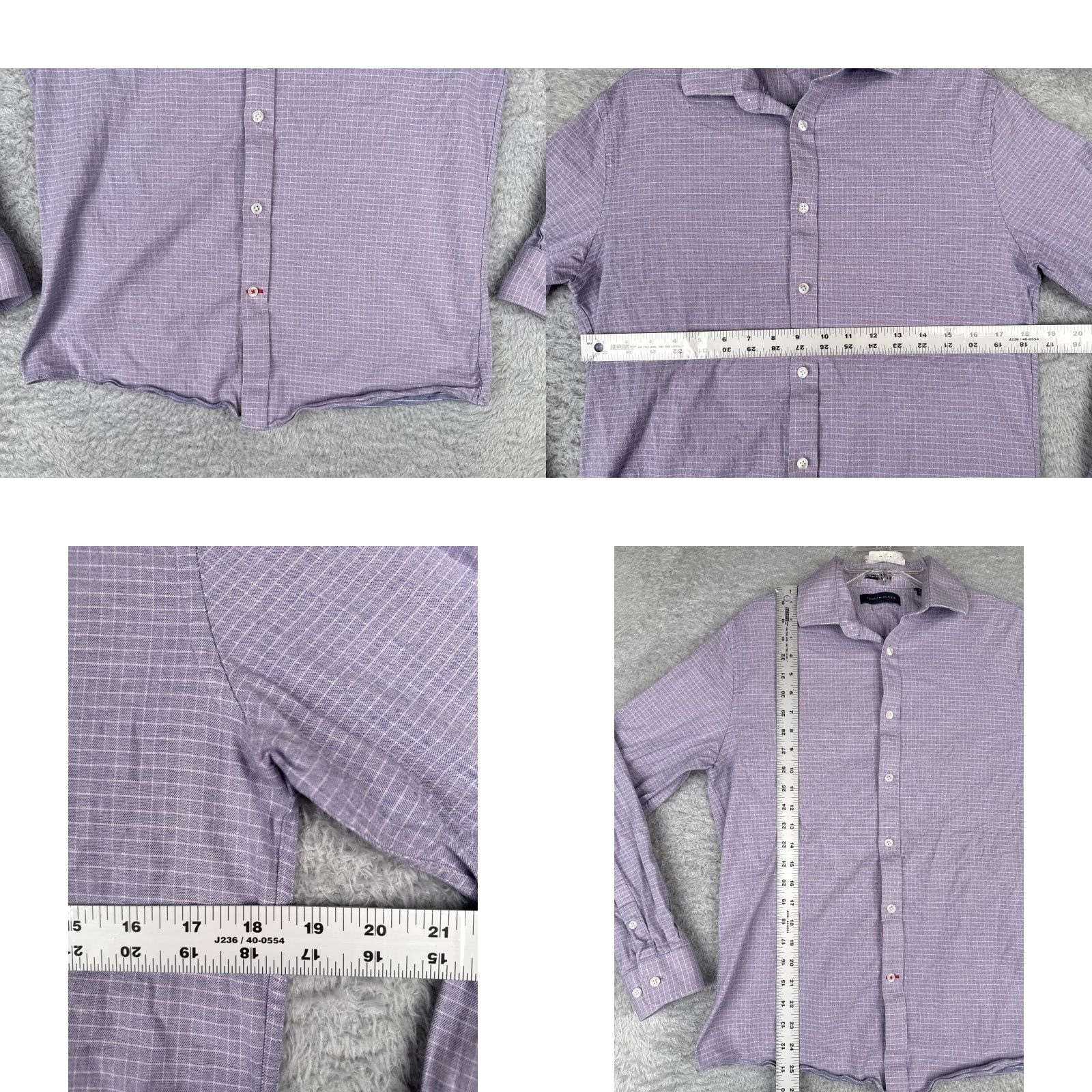 Tommy Hilfiger Tommy Hilfiger Shirt Men 15.5 Purple Plaid Button Cotton Long Sleeve Slim Fit | Button-Up | Classic Casual Wear Size US M / EU 48-50 / 2 - 8 Thumbnail