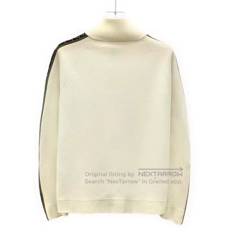 Fendi Fendi Beige Side Logo Striped Wool Zip-Up Hooded Long Slee Size US M / EU 48-50 / 2 - 2 Thumbnail