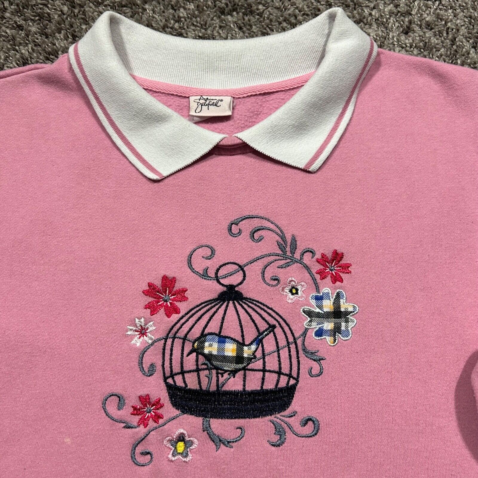 Vintage Vintage 90s Collared Sweatshirt Cute Bird Crewneck Pullover Size ONE SIZE - 2 Thumbnail