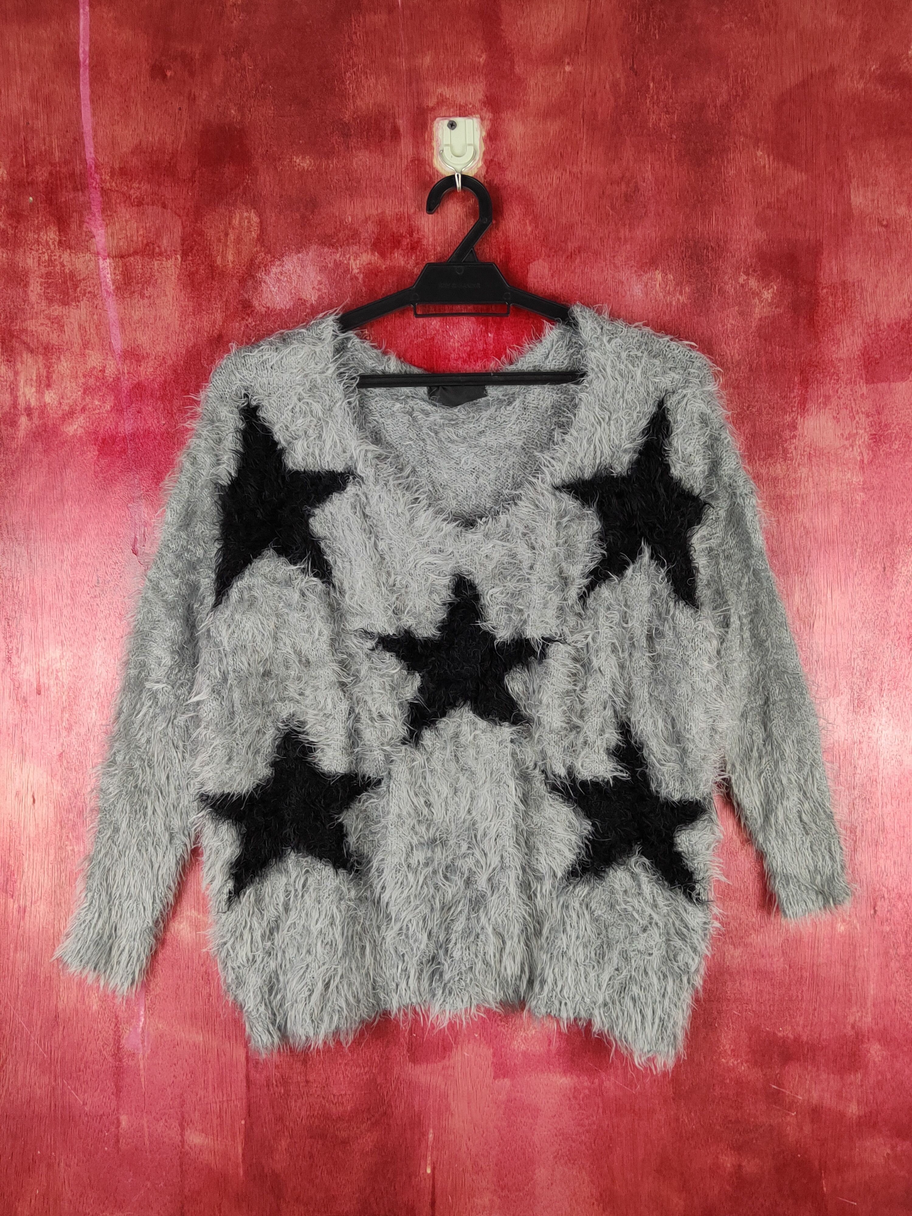 Japanese Brand CRVX star Dark Gray Shag Shaggy Fur Mohair Knitwear #S1935 Size S / US 4 / IT 40 - 1 Thumbnail