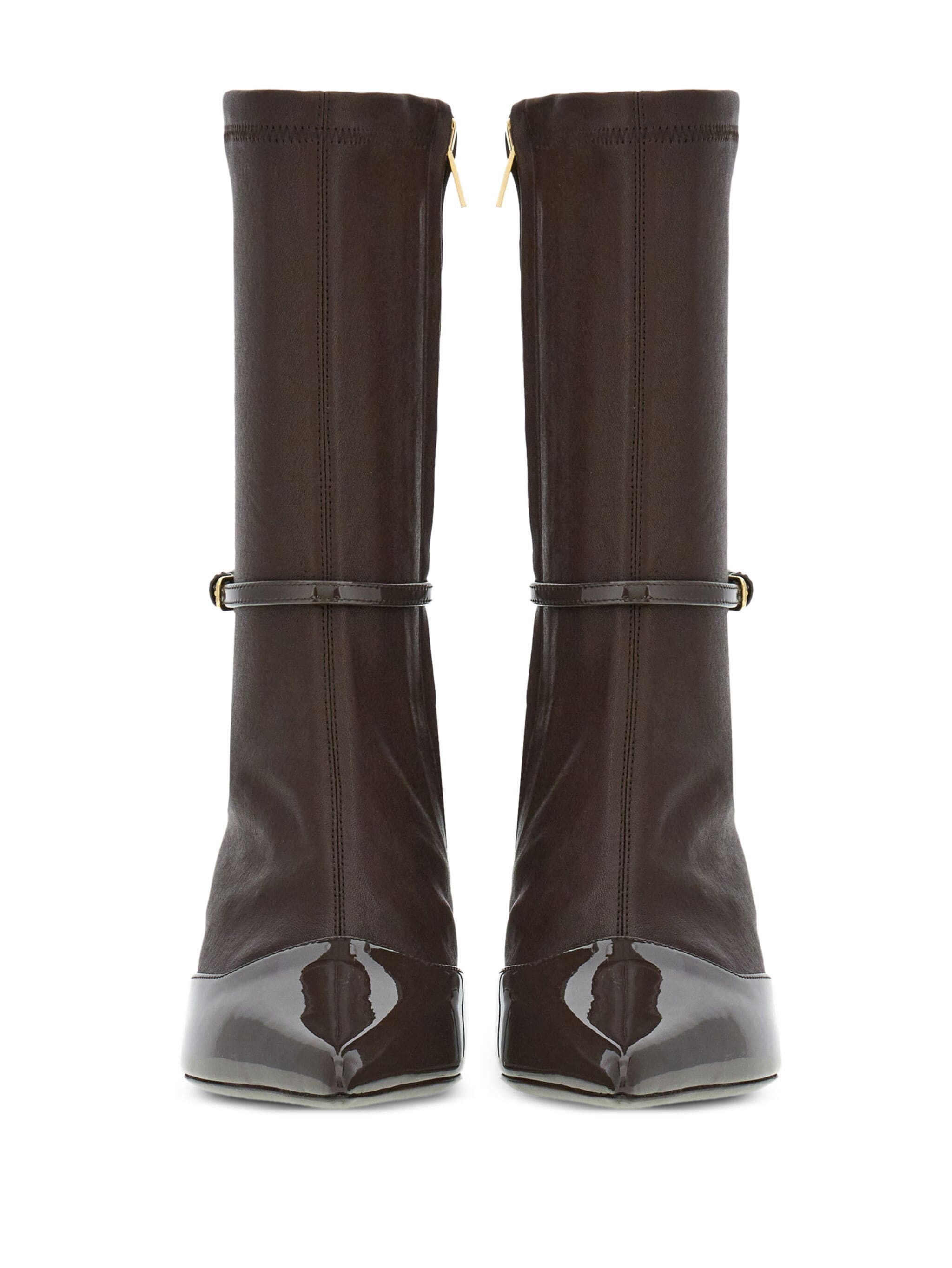 o1s1rm0924 85mm Pointed Ankle Boots in Dark Brown