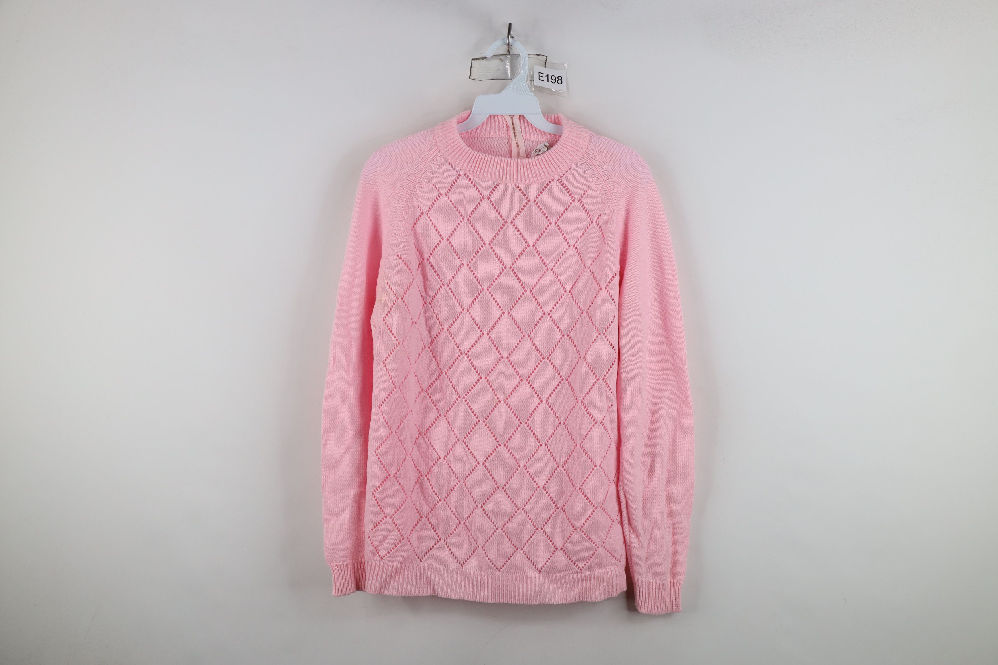 Vintage Vintage 60s 70s Streetwear Knit Back Zip Sweater Pink Size XS / US 0-2 / IT 36-38 - 1 Thumbnail
