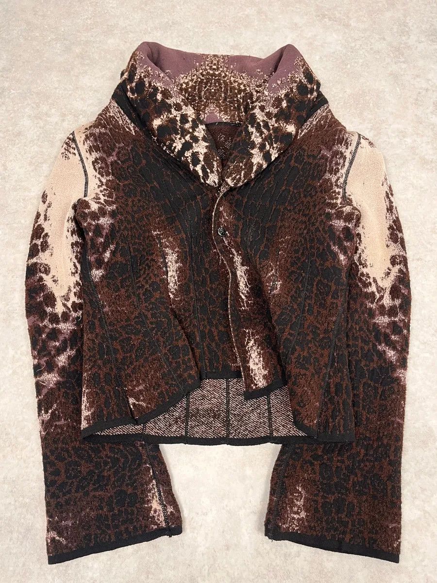 Roberto Cavalli 2000s Roberto Cavalli Brown Leopard Gradient Cardigan Size L / US 10 / IT 46 - 4 Thumbnail