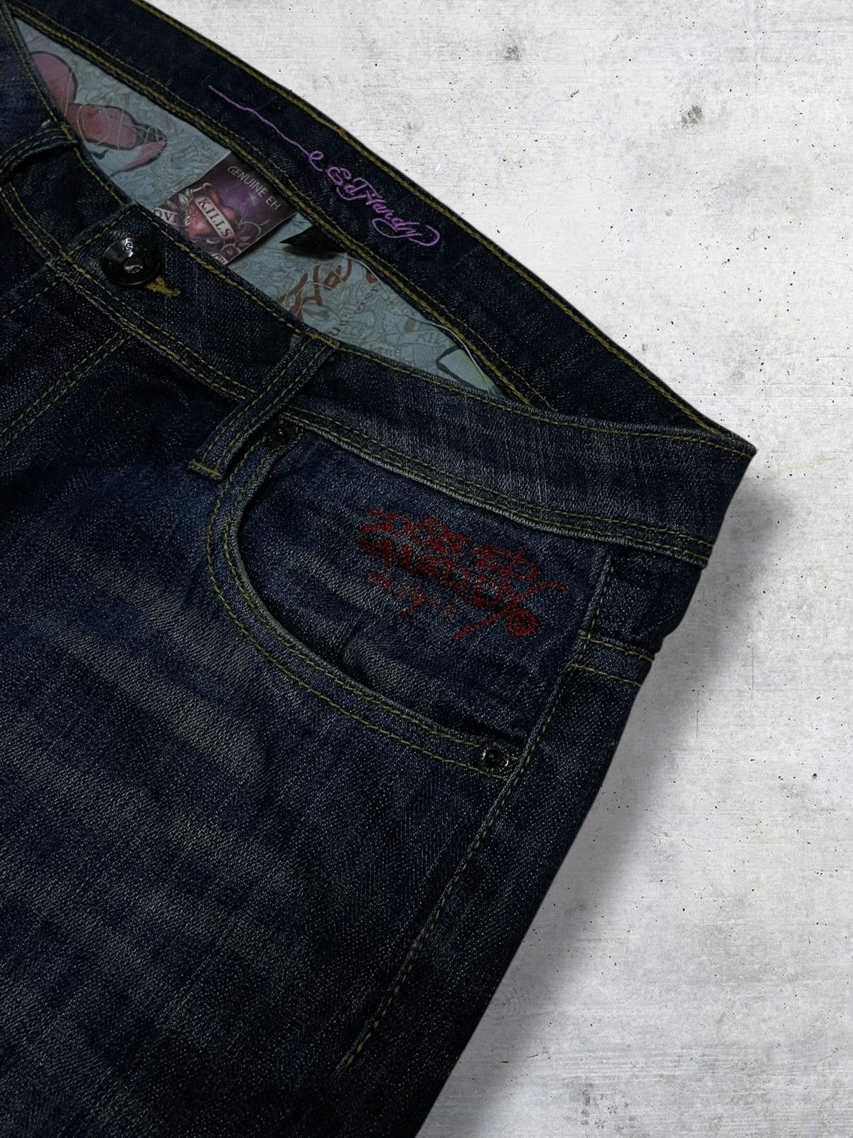 Christian Audigier VINTAGE DESIGNER CHRISTIAN AUDIGER SKULL TATTOO SHORT DENIM Size US 33 - 5 Thumbnail