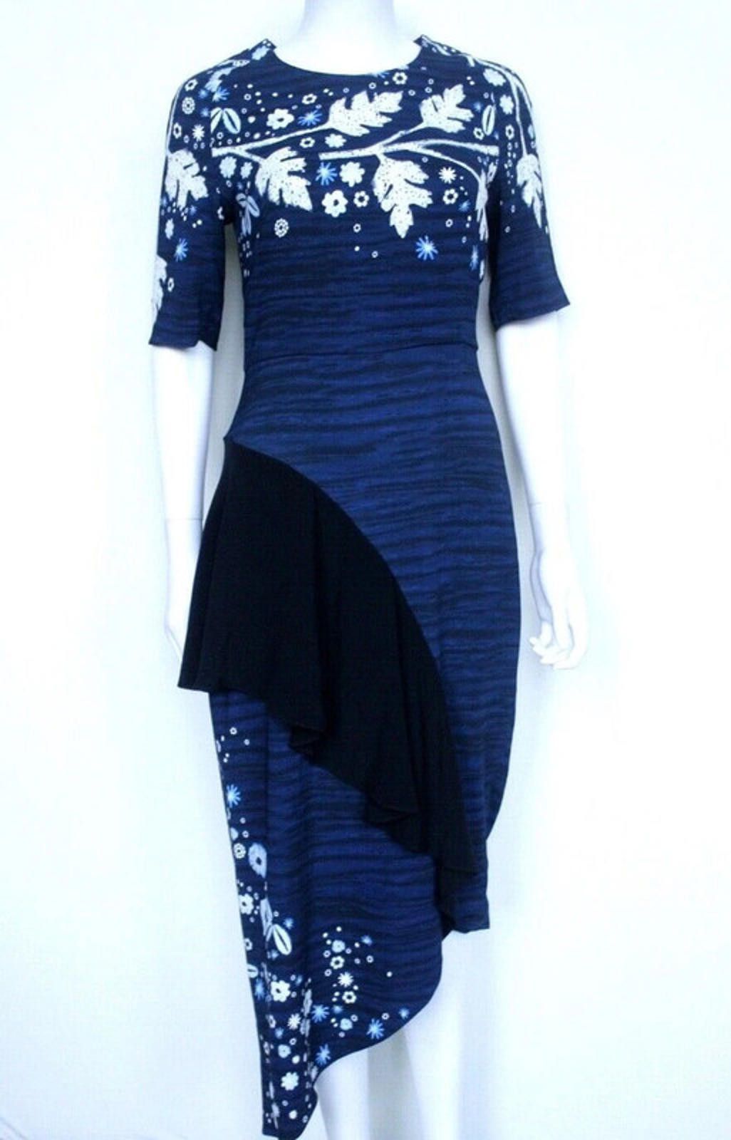 Other Peter Pillotto Cady Pencil Dress Navy Leaf UK 8 RRP £1442 Size S / US 4 / IT 40 - 2 Thumbnail