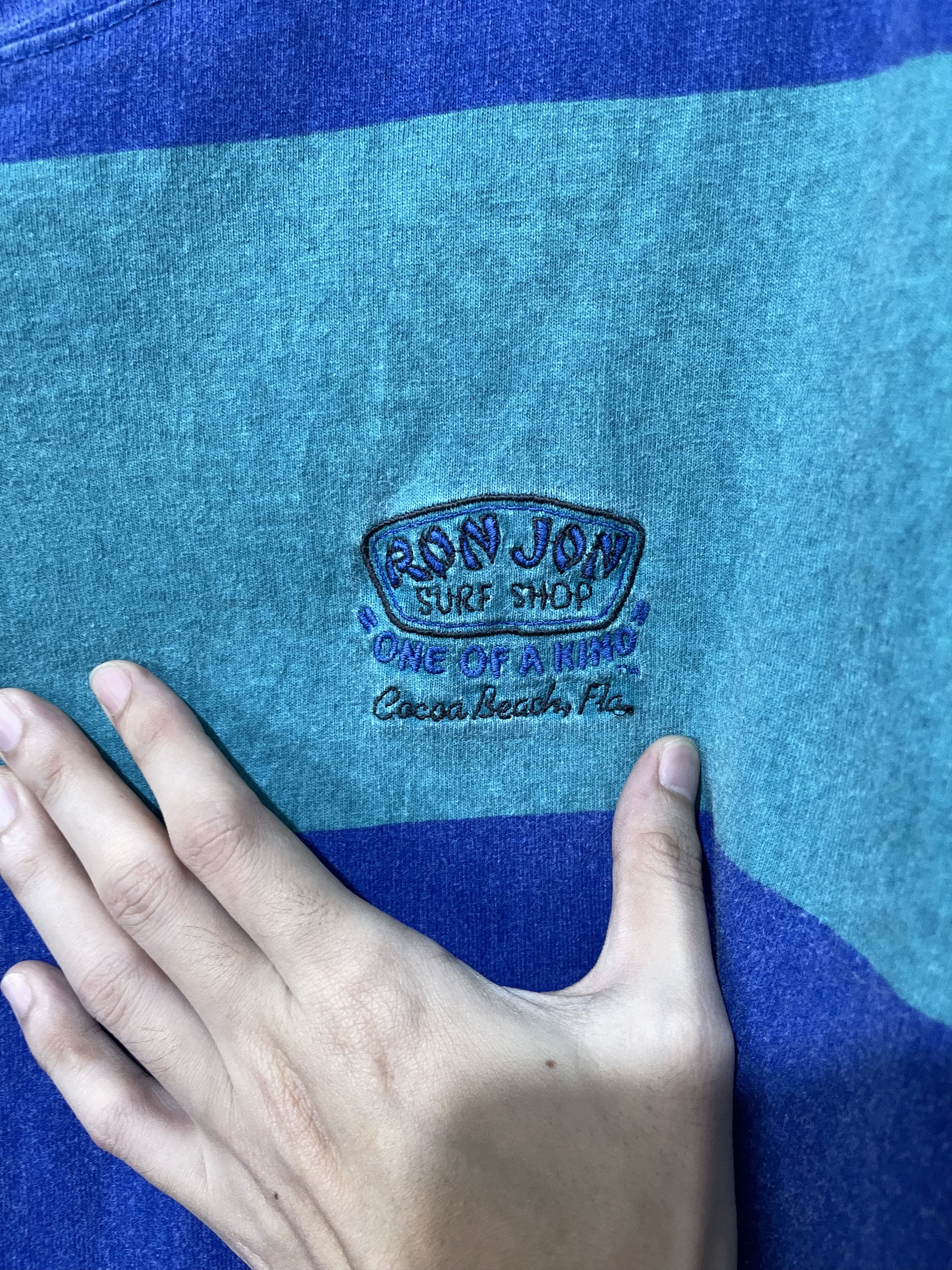 Ron Jon Surf Shop × Vintage Vintage 90s Ron Jon Surf Shop Striped Shirt Size US XL / EU 56 / 4 - 2 Thumbnail