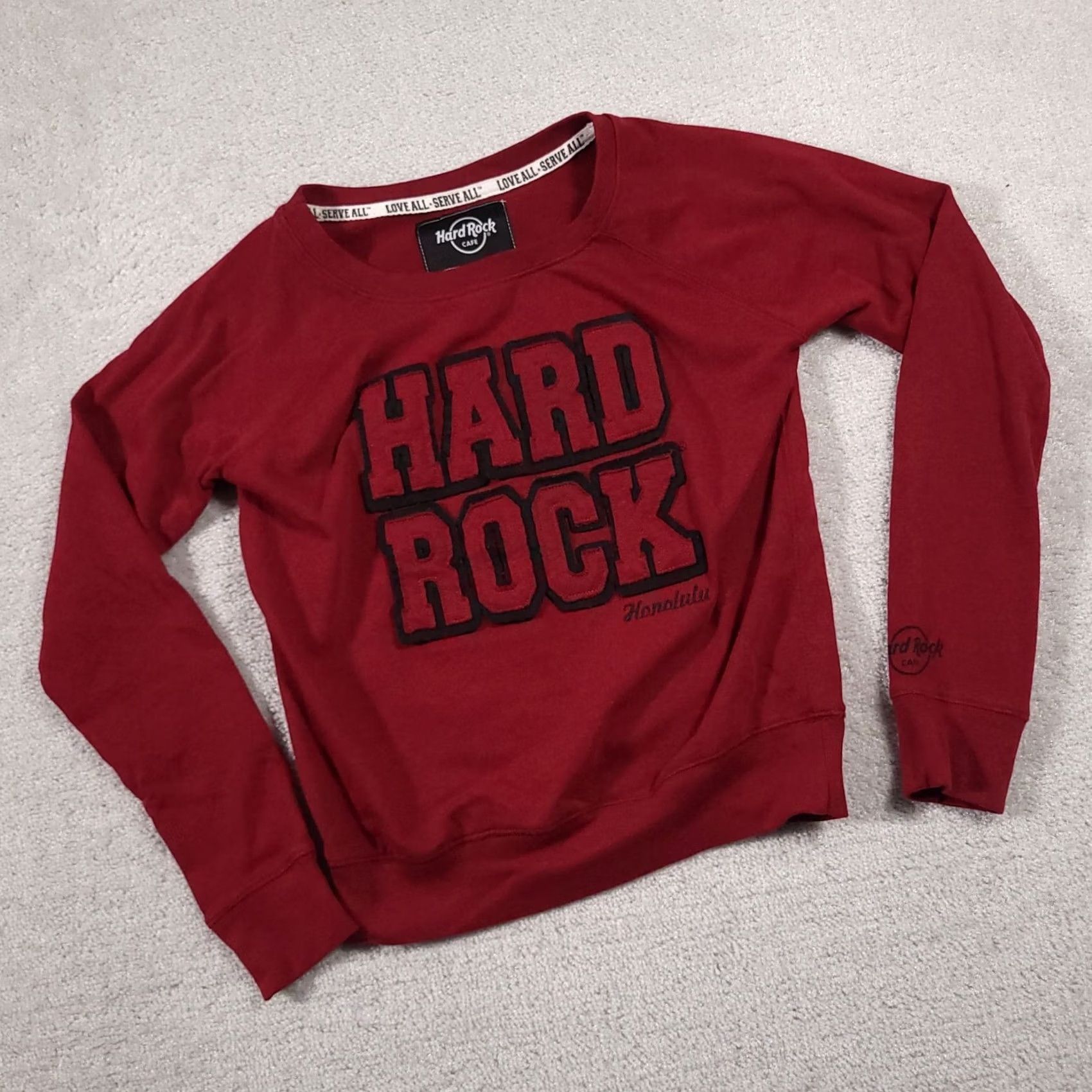 Hard Rock Cafe Hard Rock Cafe Sweatshirt Womens Red Crop Crewneck Honolulu Embroidered Pullover Size M / US 6-8 / IT 42-44 - 2 Thumbnail