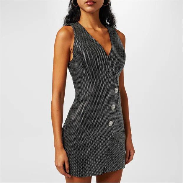 Balmain o1g2r1mq0924 Mini Dress in Black & Grey Size M / US 6-8 / IT 42-44 - 5 Thumbnail