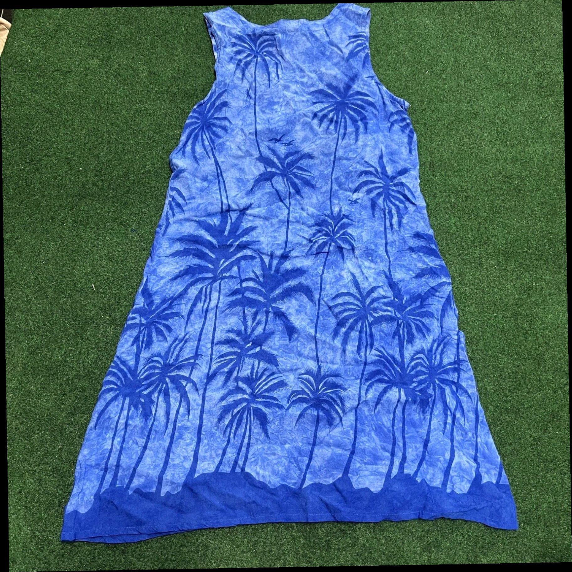 Vintage Hi Lites Womens Blue Sleeveless Tropical Cover Up Dress Beach Size Medium Size M / US 6-8 / IT 42-44 - 4 Thumbnail