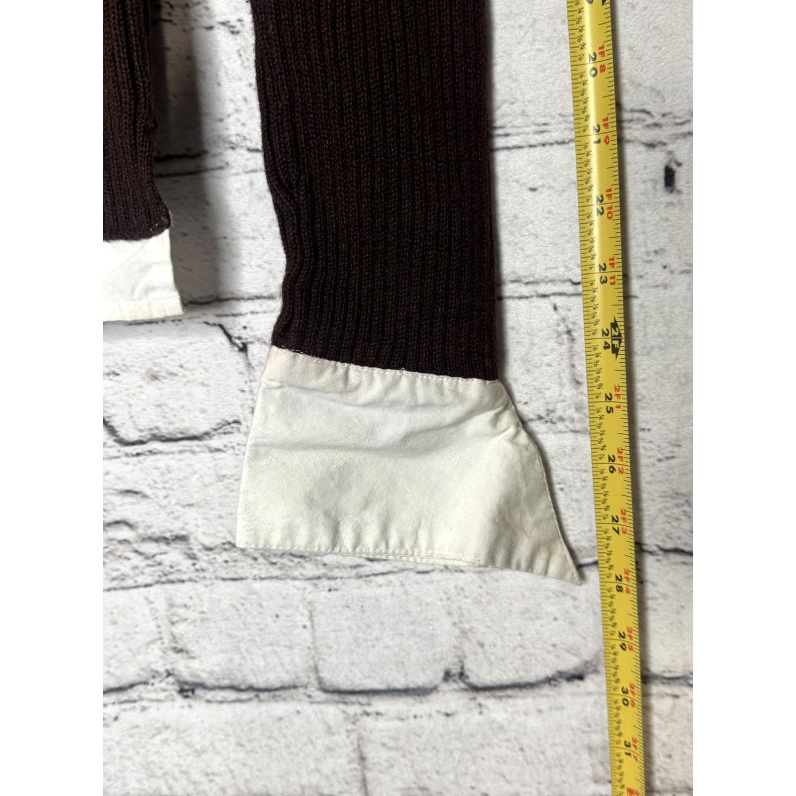Vintage VINTAGE Fiorellini International Women's Knit Top Shirt Detail Brown, S, Long Sleeve, Pullover, 100% Cotton, Collared, Solid, Regina Style, Women Size S / US 4 / IT 40 - 4 Thumbnail