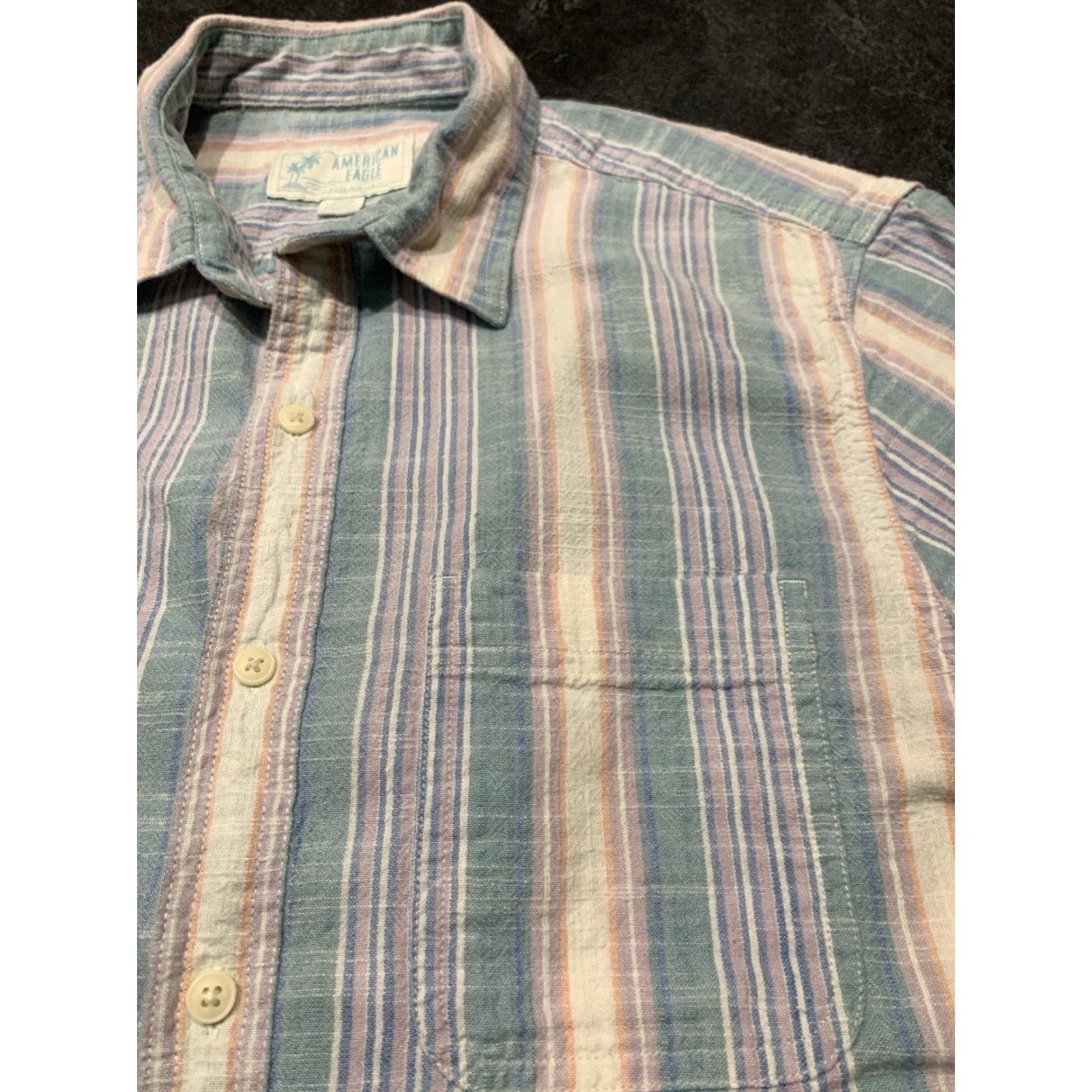 American Eagle Outfitters American Eagle Men’s M Shirt Cotton Button-Up Short Sleeve Collared Multicolor Casual Size US M / EU 48-50 / 2 - 3 Thumbnail