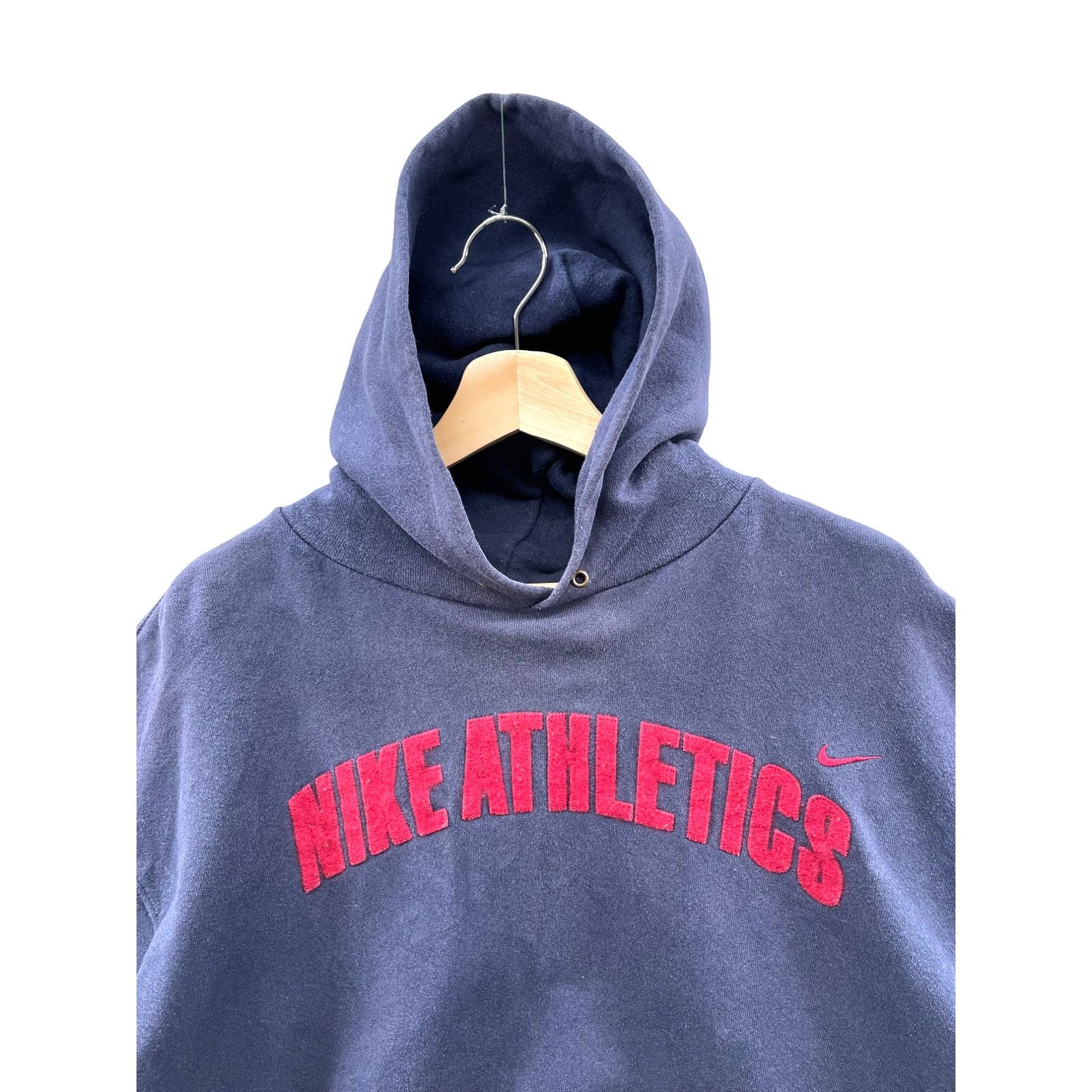 Nike × Vintage 1990's Nike Athletics Felt Embroidered Mini Swoosh Hoodie Size US XL / EU 56 / 4 - 5 Thumbnail