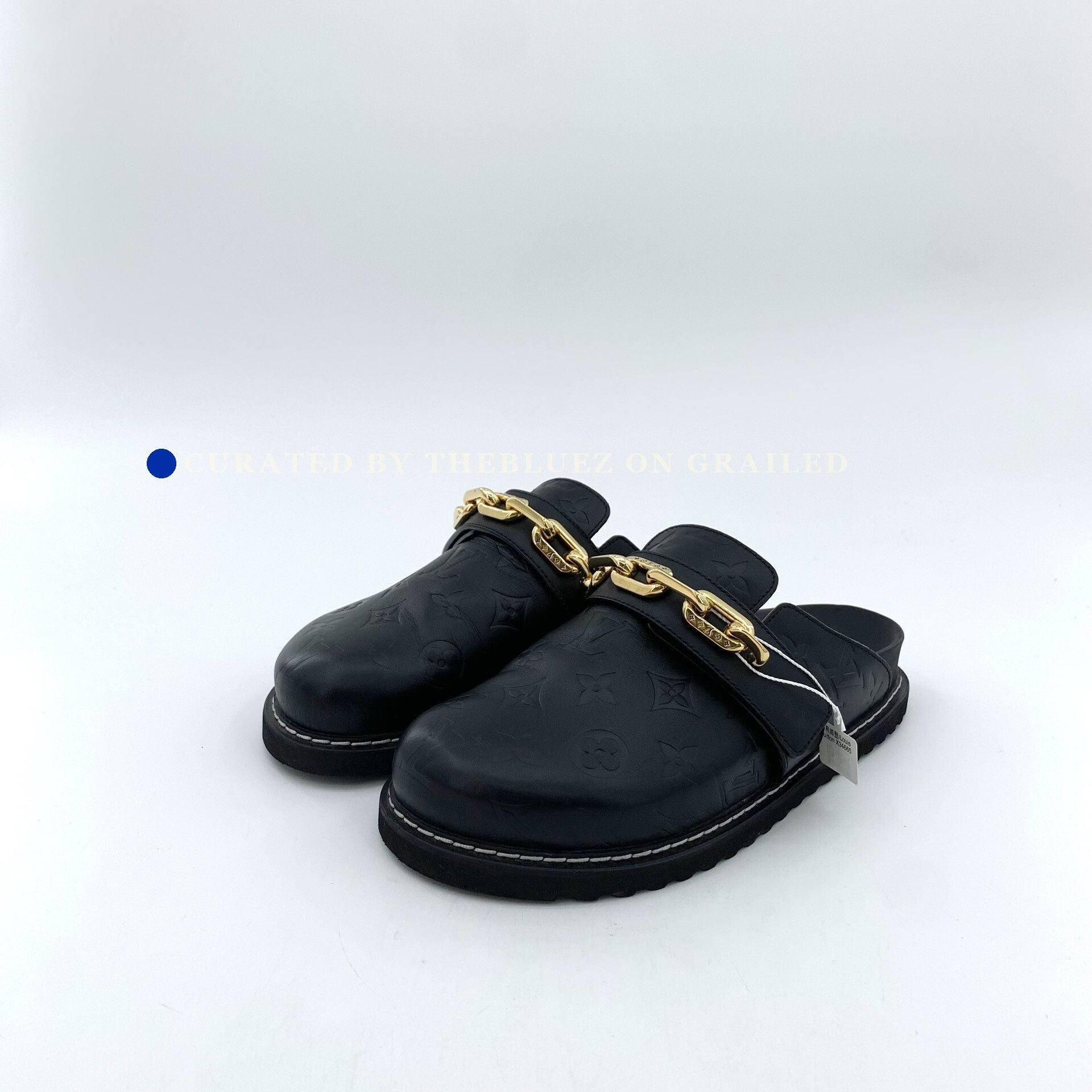 Louis Vuitton Louis Vuitton Black Chain Flat Mules Size US 7 / IT 37 - 1 Thumbnail