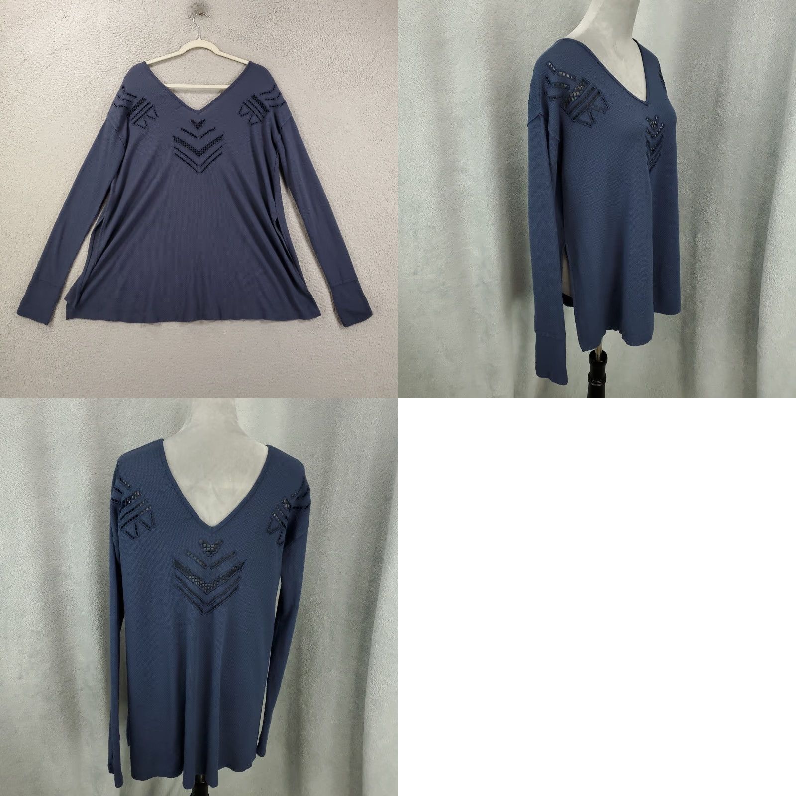 Vintage Havana Womens Blouse Shirt Tunic Geometric Geometric Cutouts Top Size Medium Blue Vintage Havana Size M / US 6-8 / IT 42-44 - 8 Thumbnail