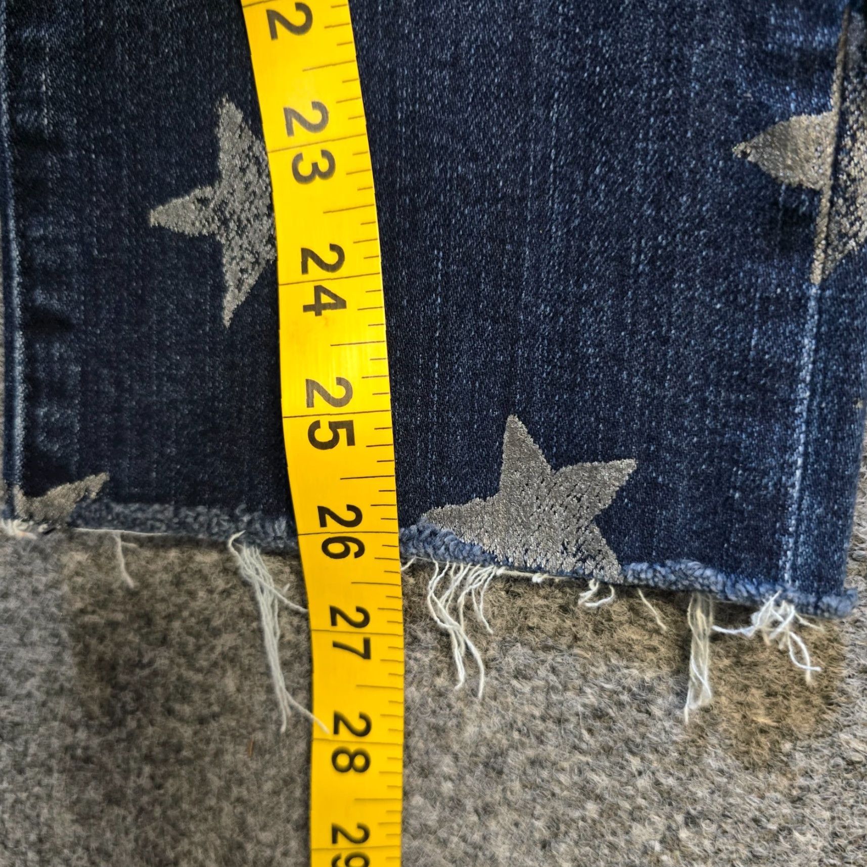 Vintage Current/Elliott Jeans Womens Size 27 Blue Slim Cropped Straight Stars Raw Hem Jeans Size 27" / US 4 / IT 40 - 7 Thumbnail