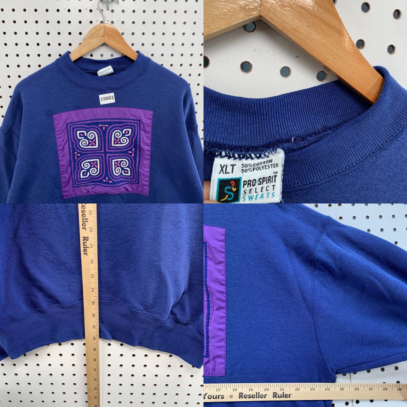 ESPIRIT VINTAGE Pro Spirit Select Sweats Shirt Unisex Adults XLT Purple Navy Crew Neck Pullover 24.5x28 Mens Womens Boys Girls Size US XL / EU 56 / 4 - 8 Thumbnail