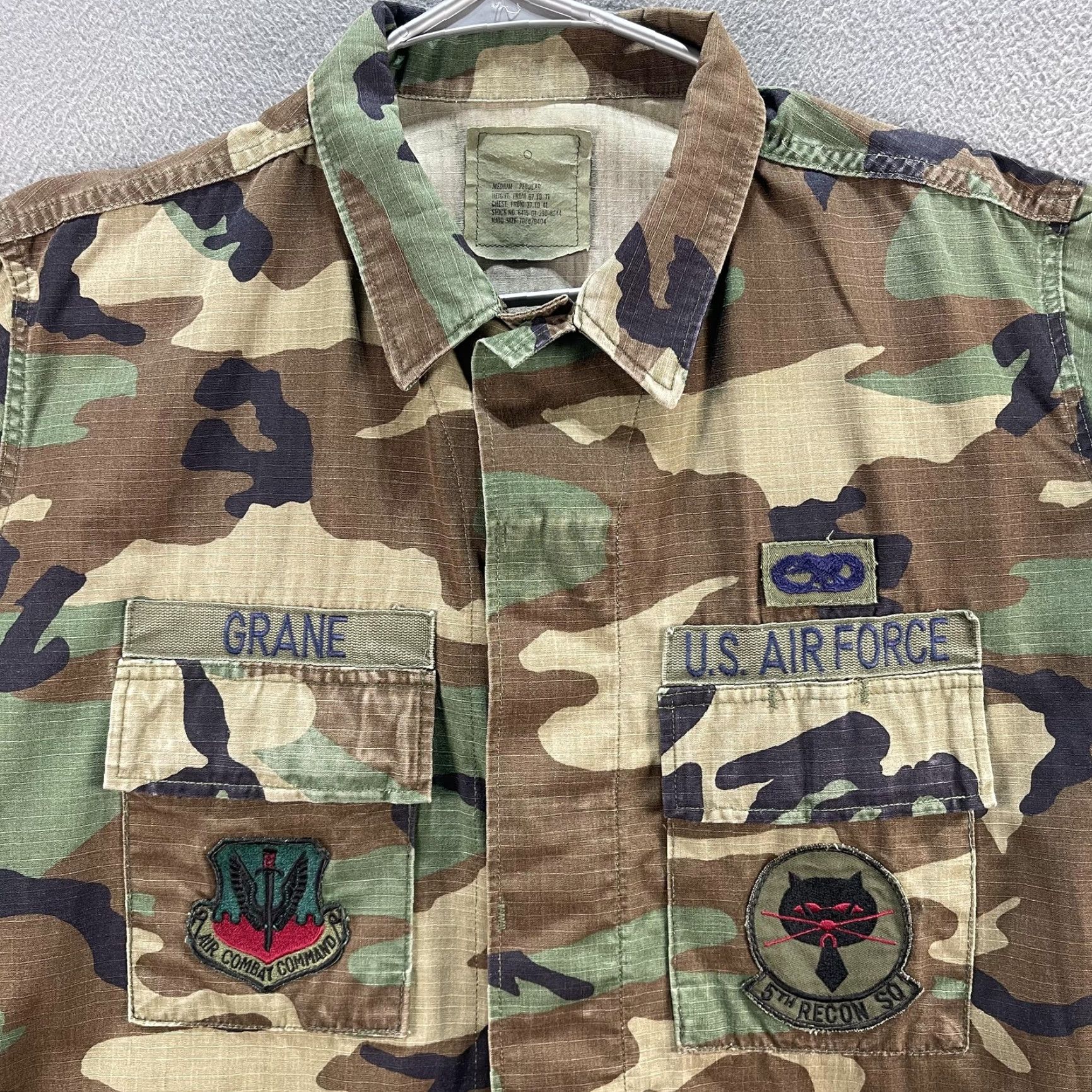 American Apparel VINTAGE USAF BDU Shirt Mens M Regular Woodland Camo Patches Ripstop 90s Size US M / EU 48-50 / 2 - 2 Thumbnail