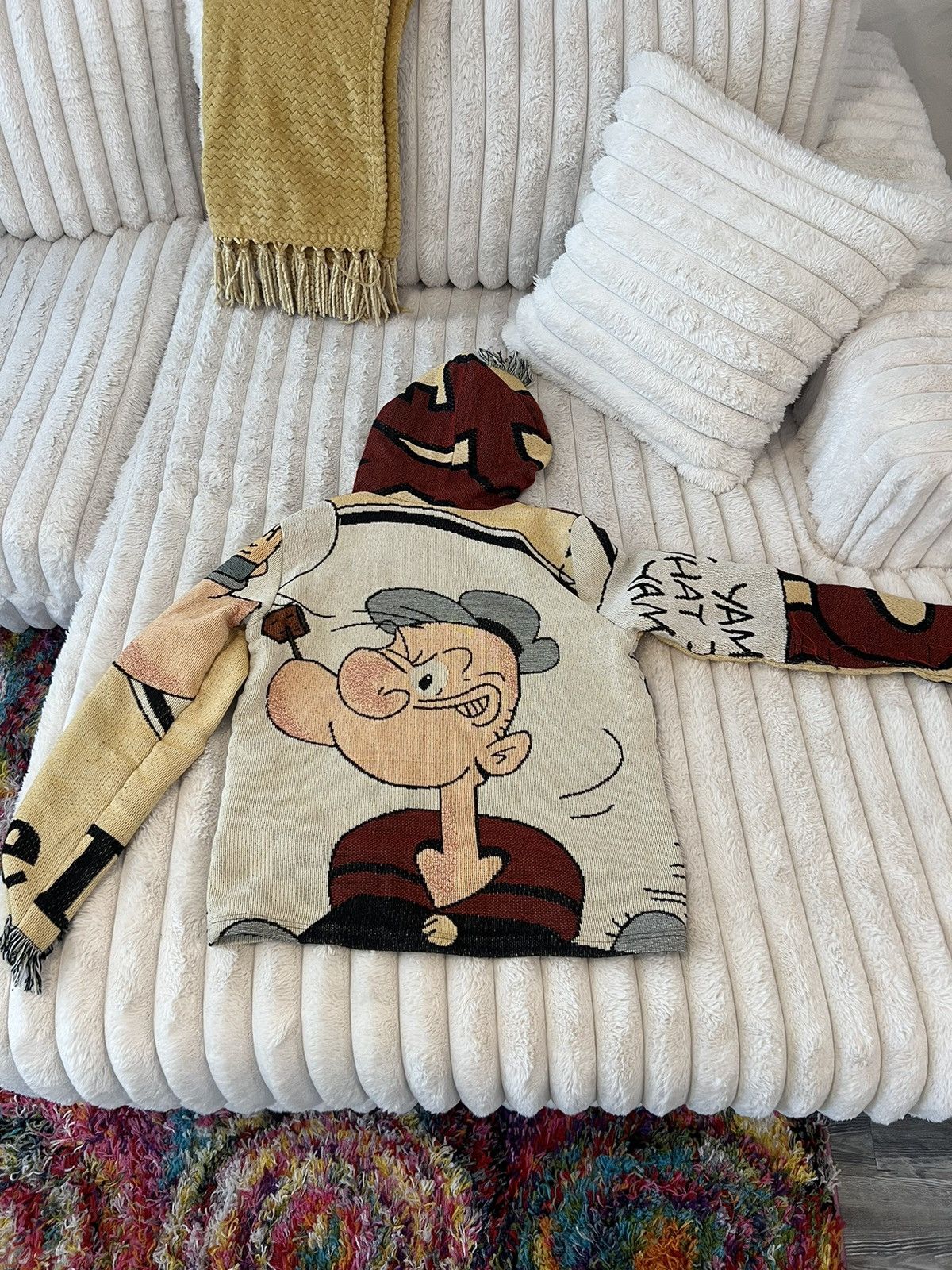 Vintage Knitted Popeye Hoodie Size US M / EU 48-50 / 2 - 3 Thumbnail