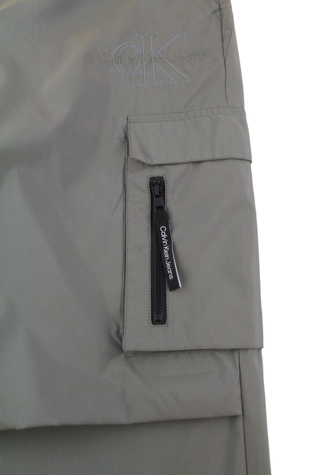 Calvin Klein S Grey Elastic Waist Shiny Track Cargo Pants 85021 Size US 28 / EU 44 - 6 Thumbnail